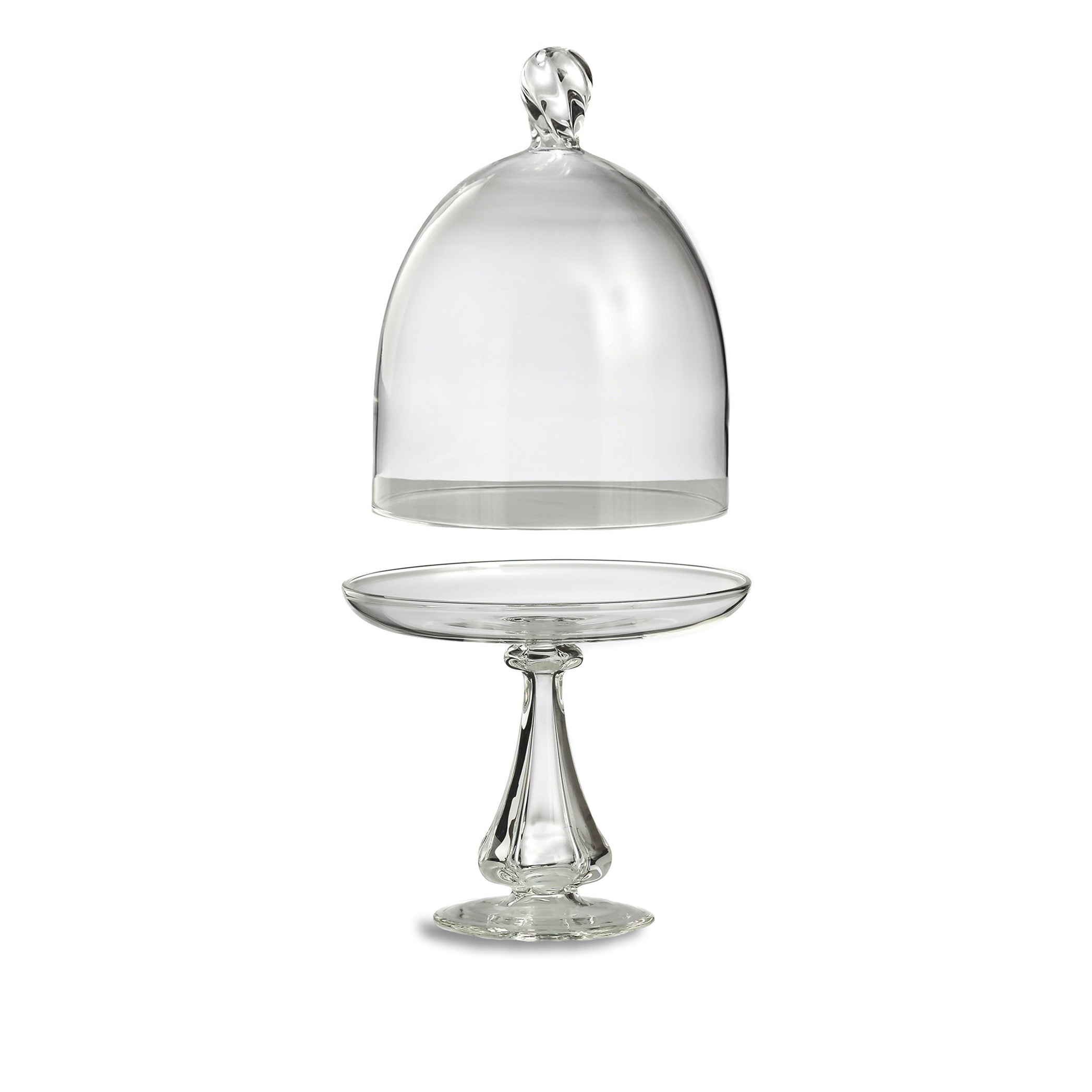 Eleanor Clear Handblown Glass Cake Stand & Dome, Small 19cm