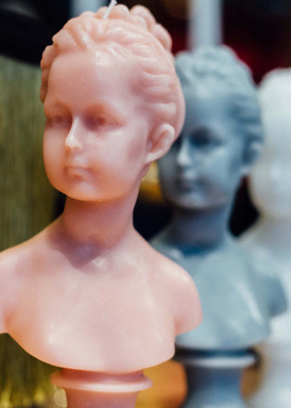 Louise Carved Wax Bust in Pink, 21cm