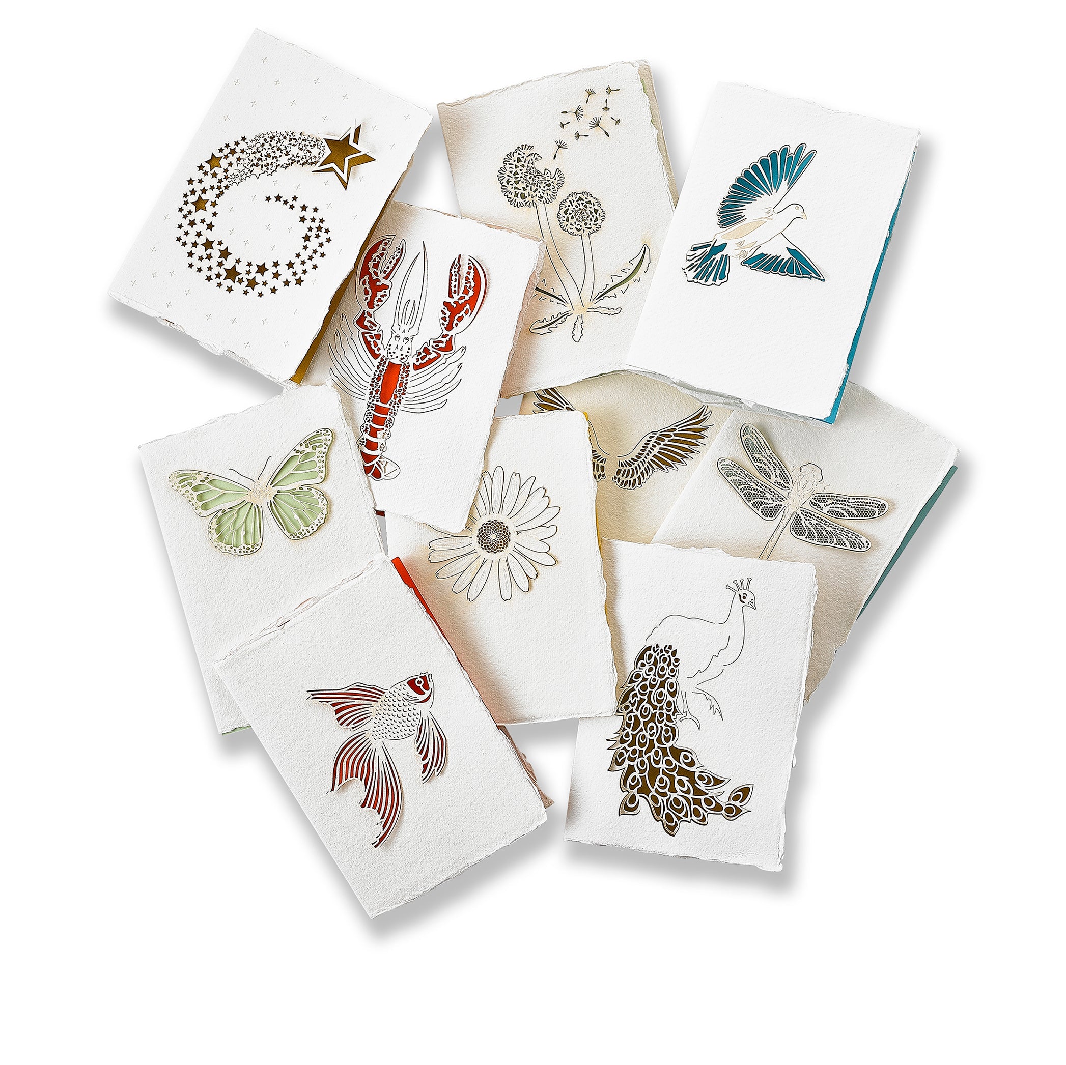 Handmade Paper Greeting Card with Fish, 15cm x 10cm