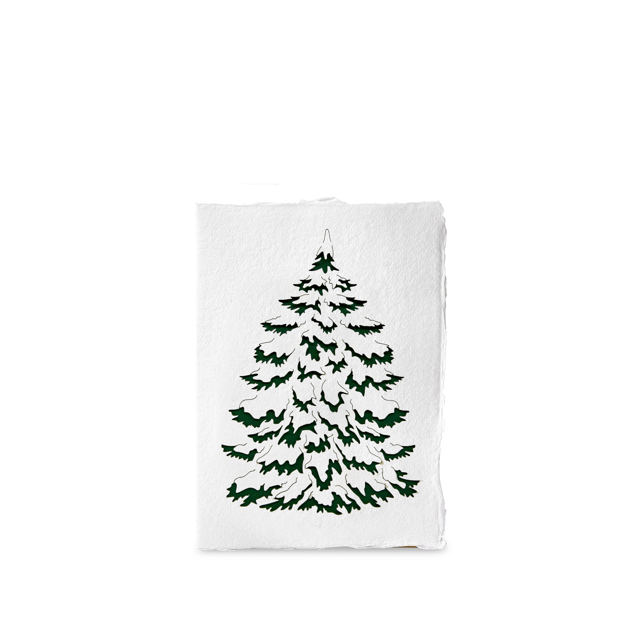 Handmade Paper Greeting Card with Fir Tree, 15cm x 10cm