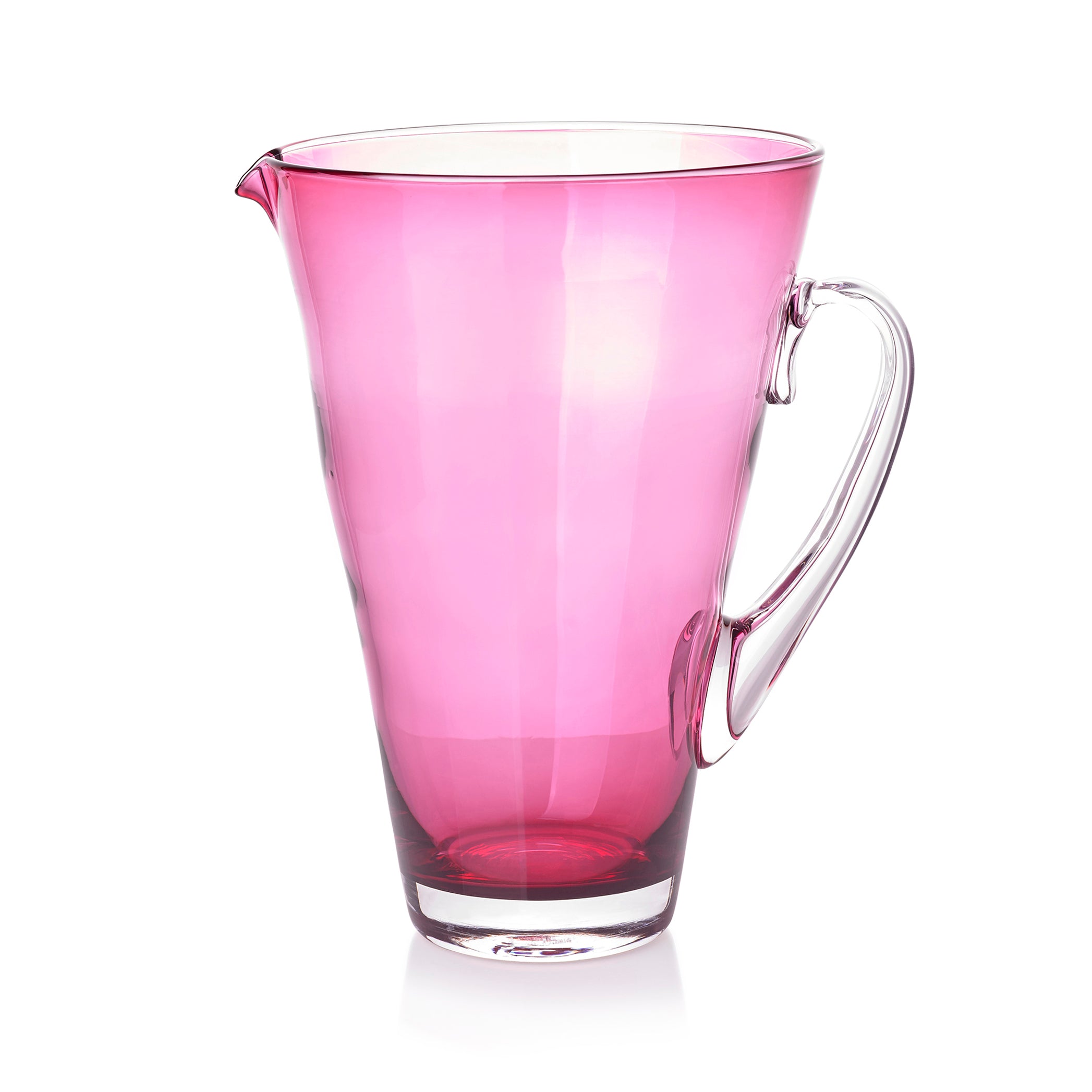 Handblown Glass 'Clair' Jug in Fuchsia Pink, 23cm