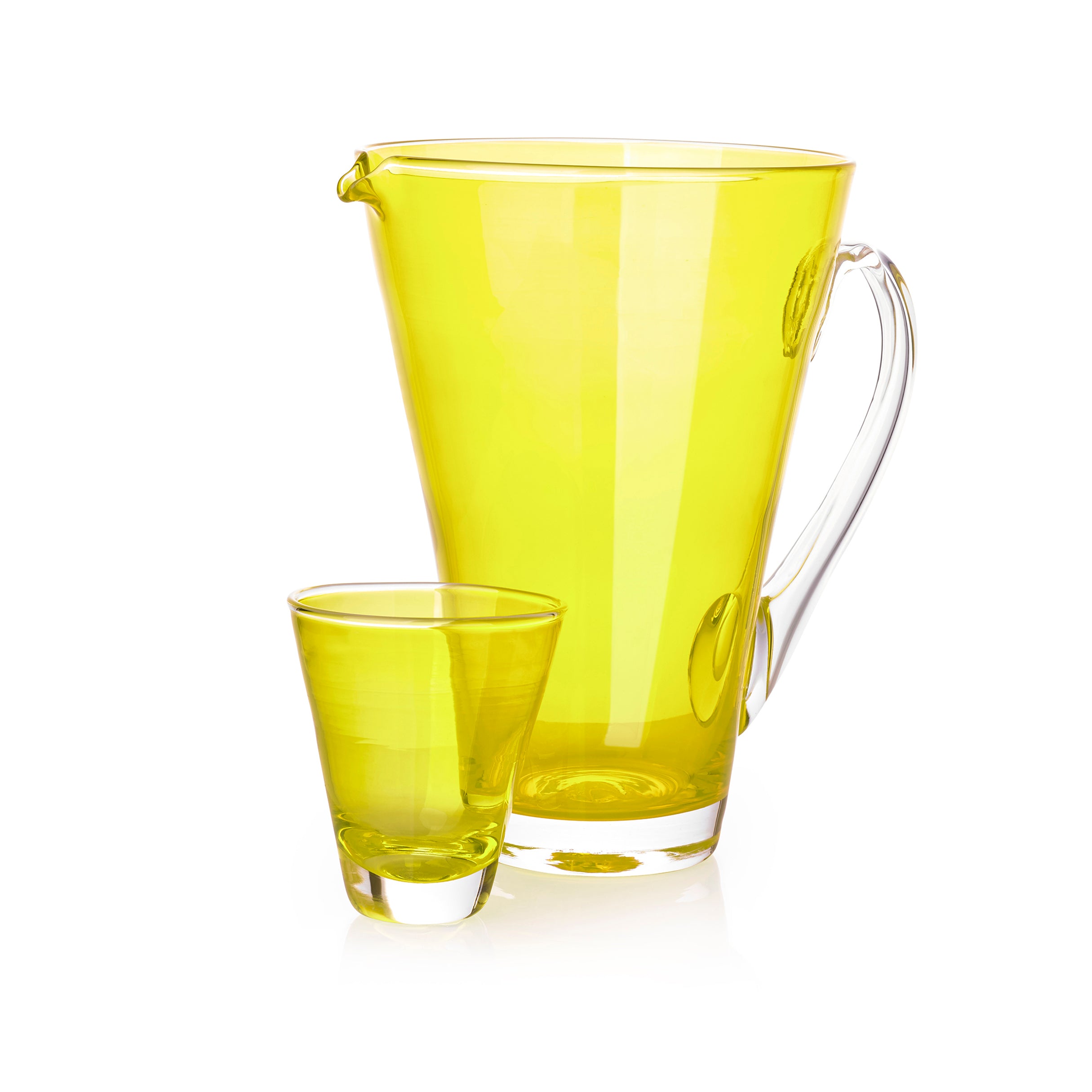 Handblown Glass 'Clair' Jug in Lemon Yellow, 23cm