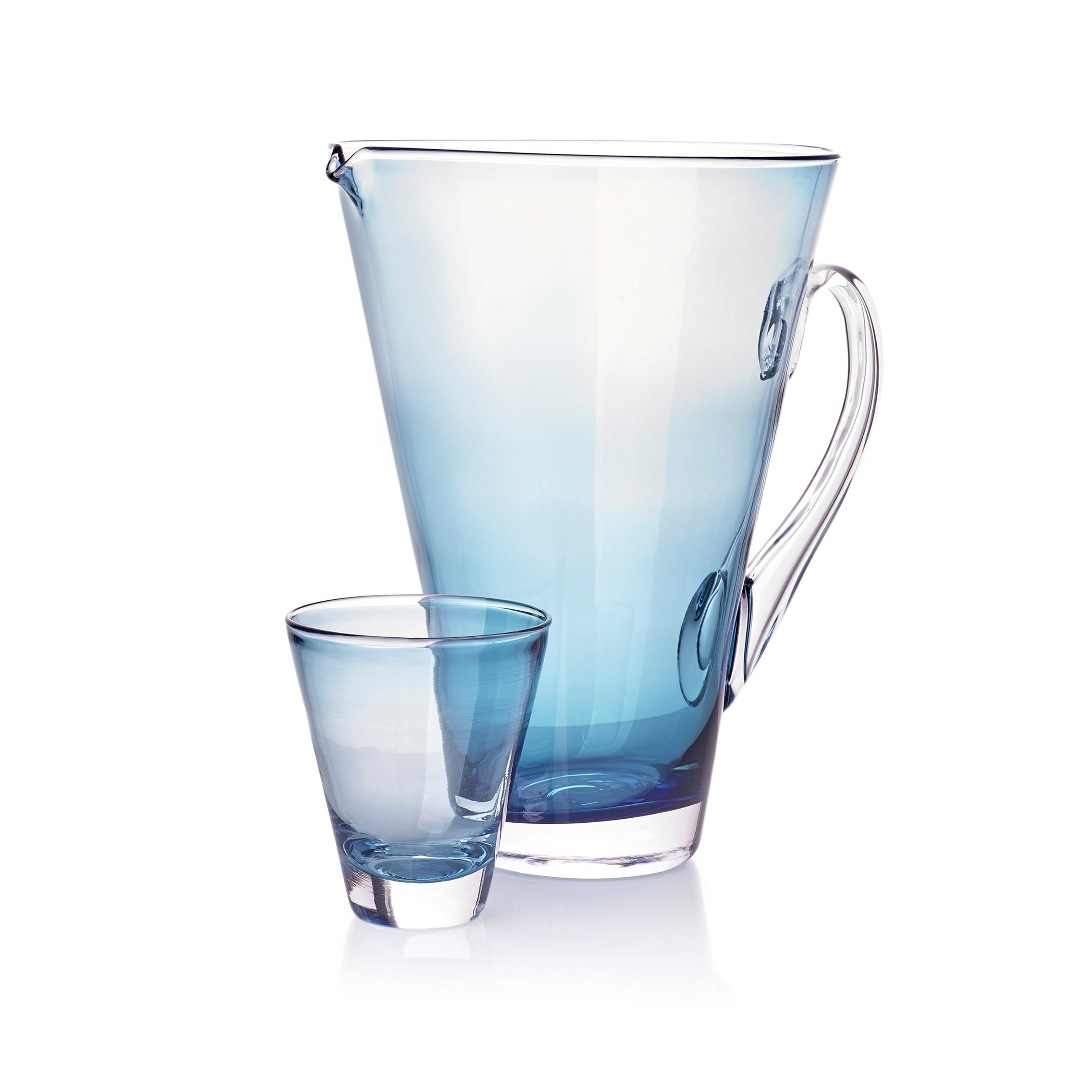 Handblown Glass 'Clair' Jug in Turquoise, 23cm