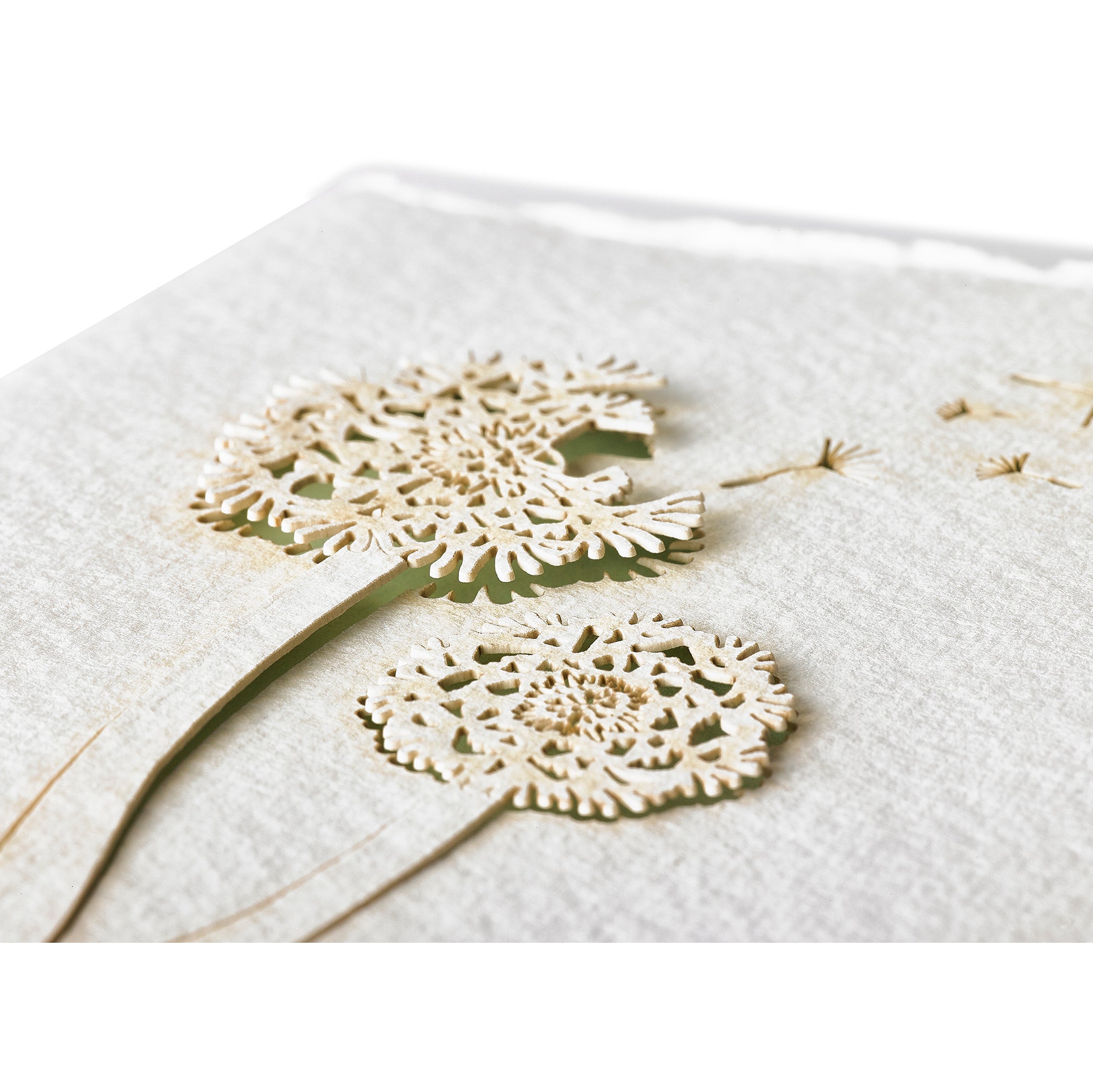 Handmade Paper Greeting Card with Dandelion, 15cm x 10cm