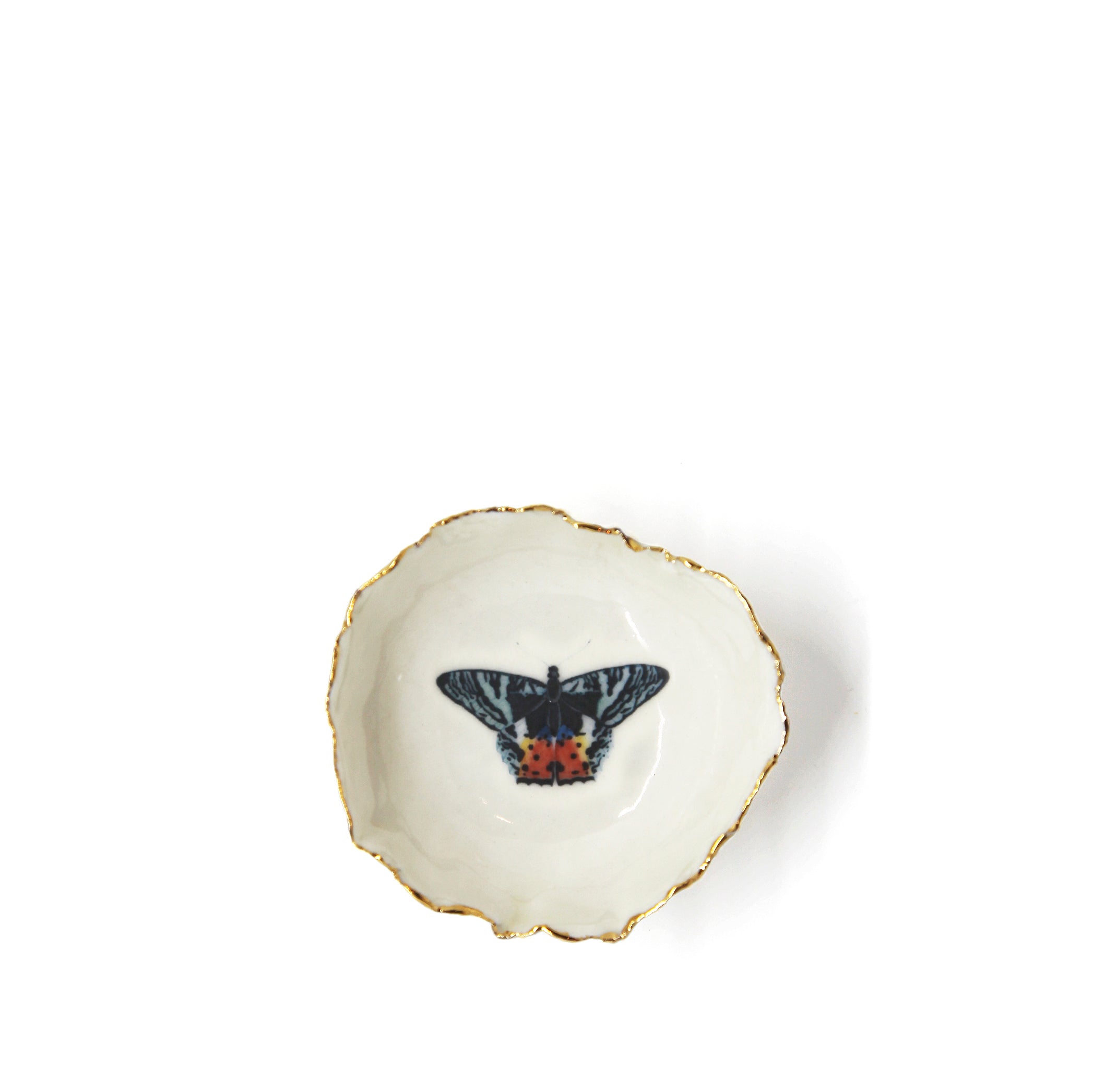 HB Jagged Bowl with Coloured Butterfly, 7cm