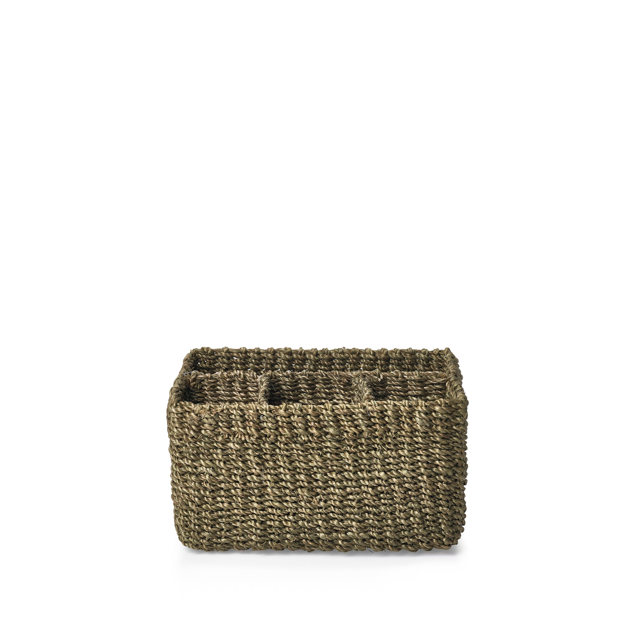 Abaca Woven Cutlery Basket in Sage