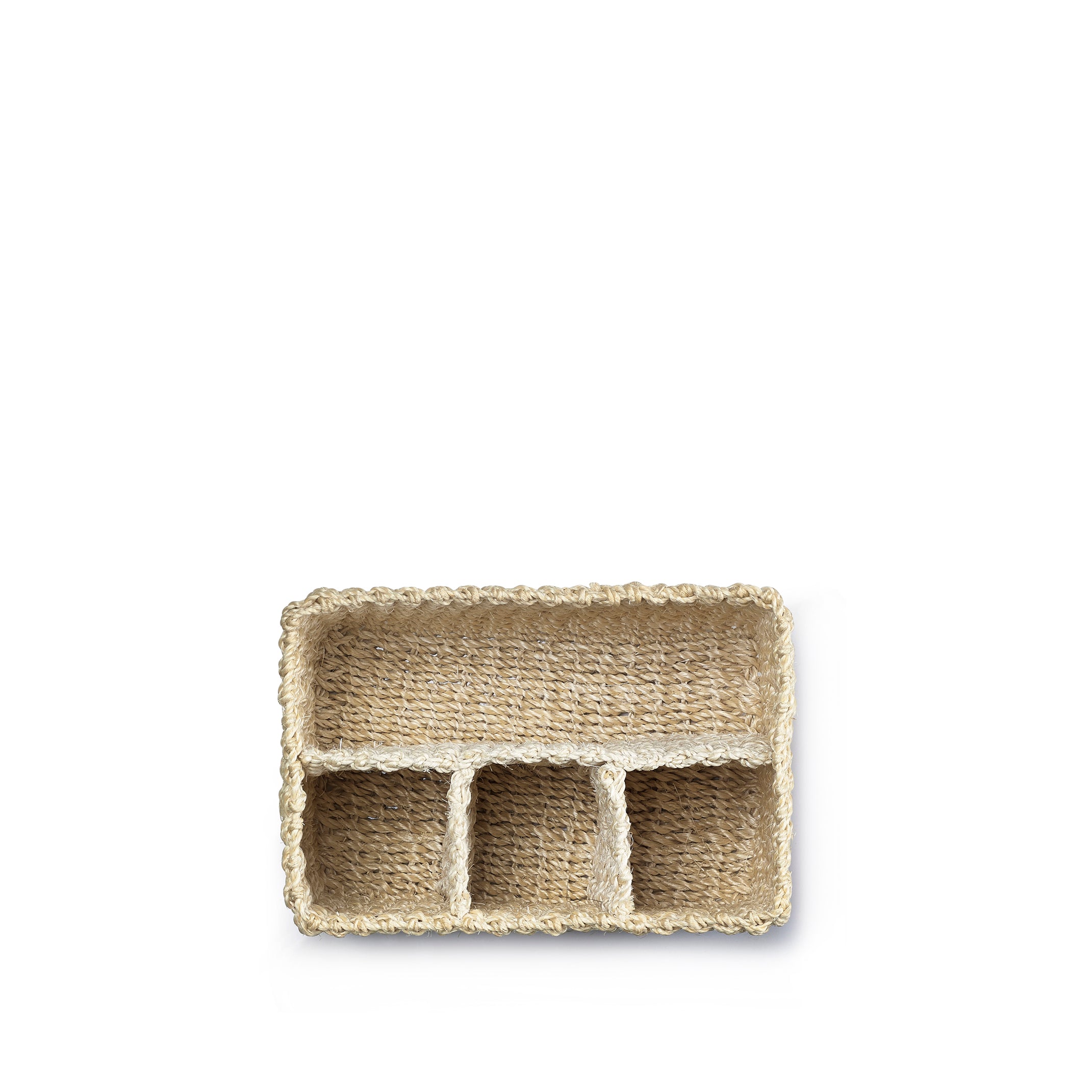 Abaca Woven Cutlery Basket in Cream