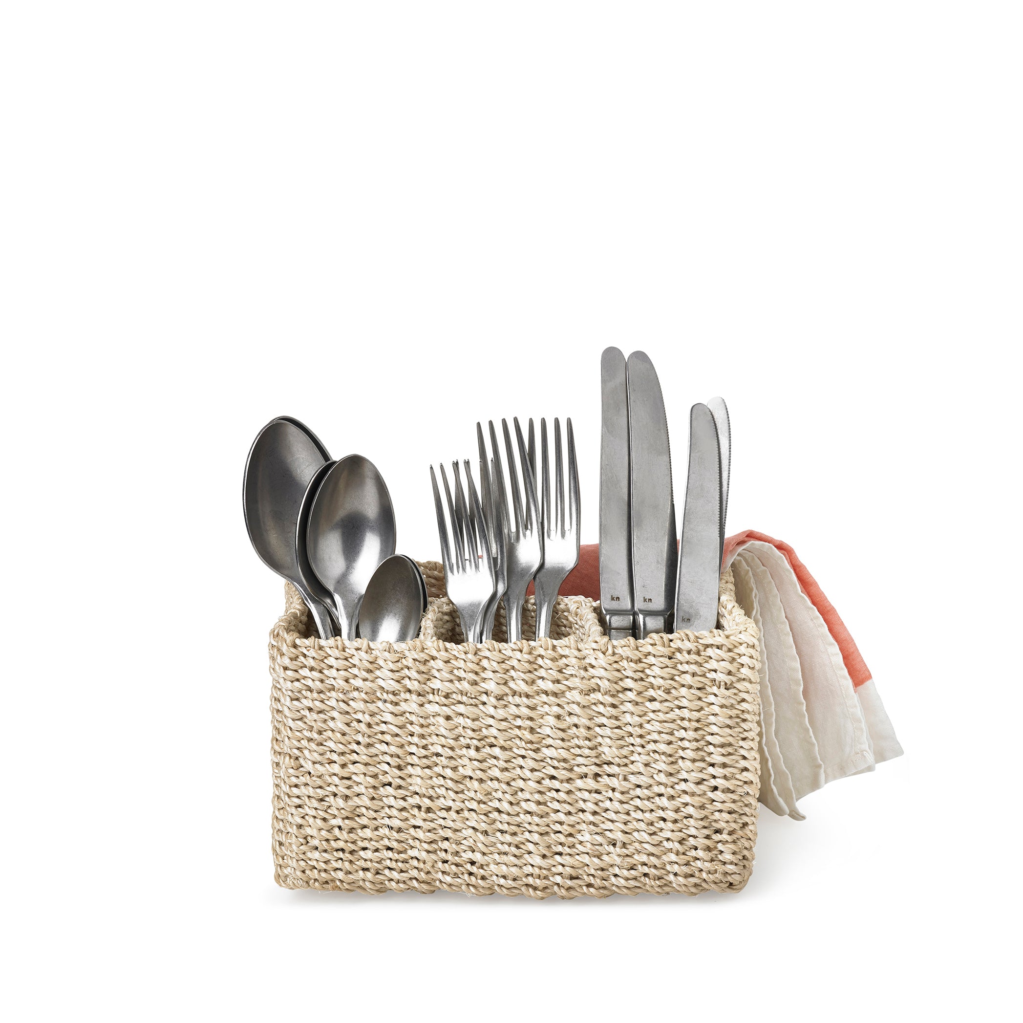 Abaca Woven Cutlery Basket in Cream