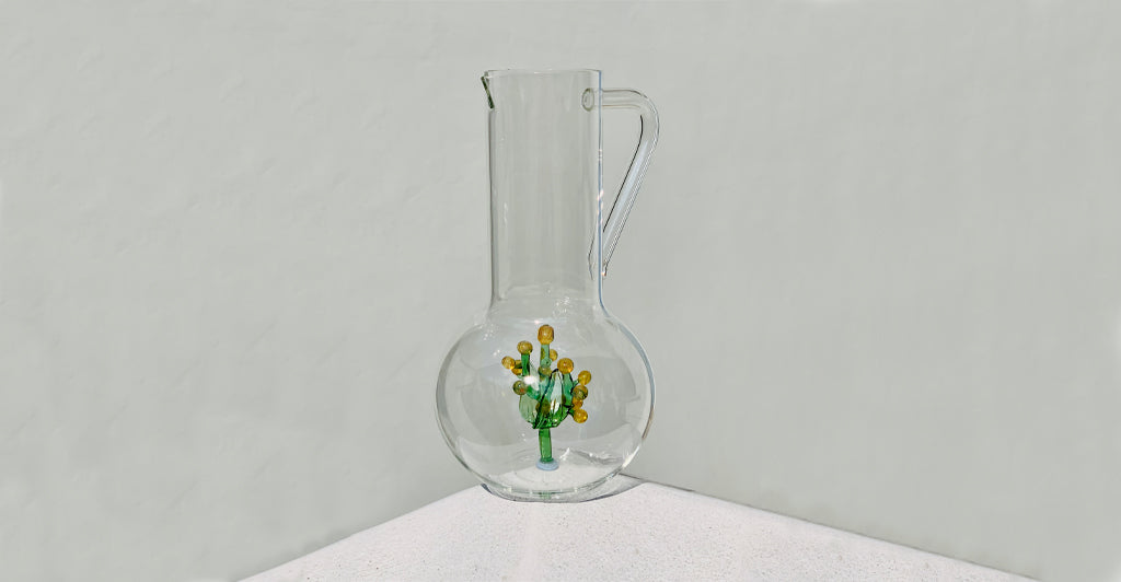 Handblown Glass Flower Power Jug