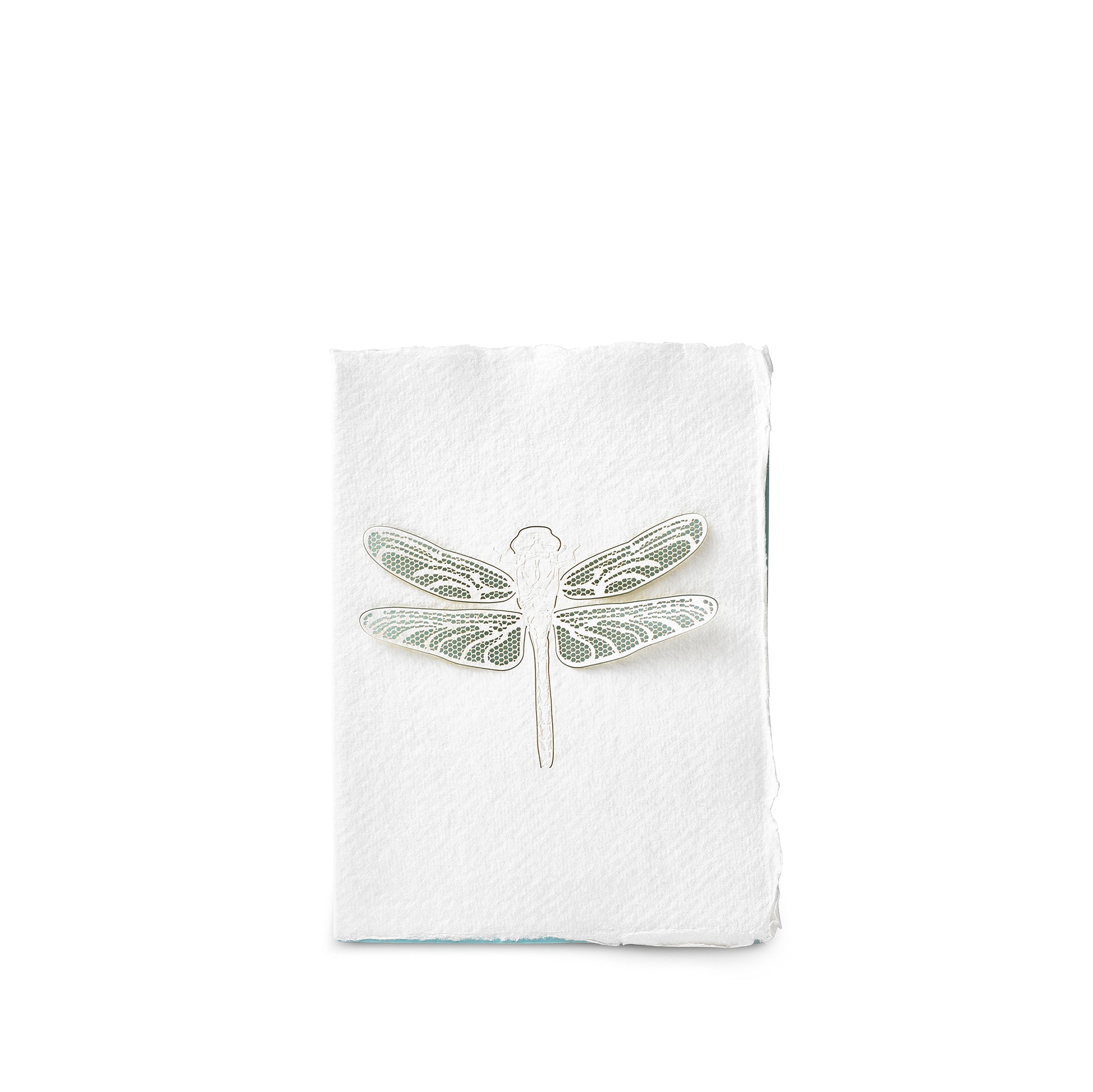 Handmade Paper Greeting Card with Dragonfly, 15cm x 10cm