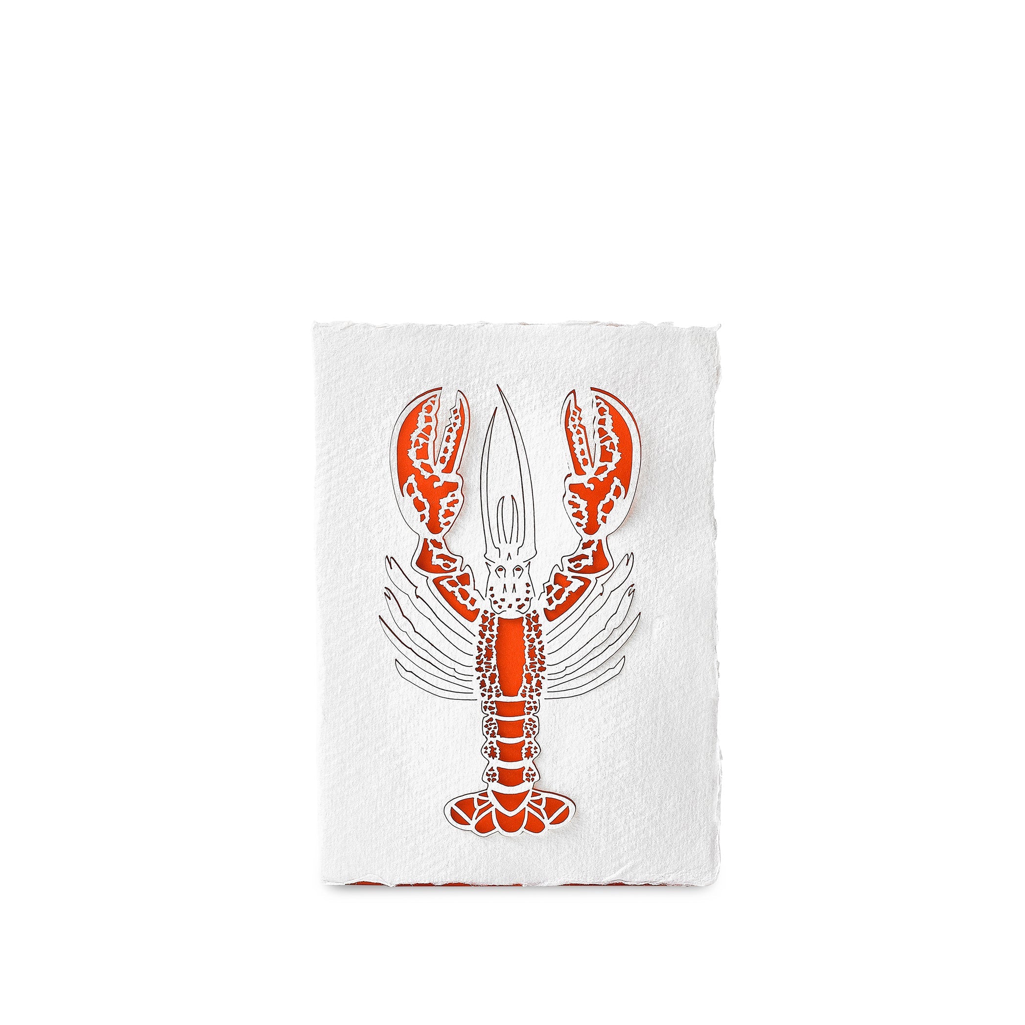 Handmade Paper Greeting Card with Lobster, 15cm x 10cm