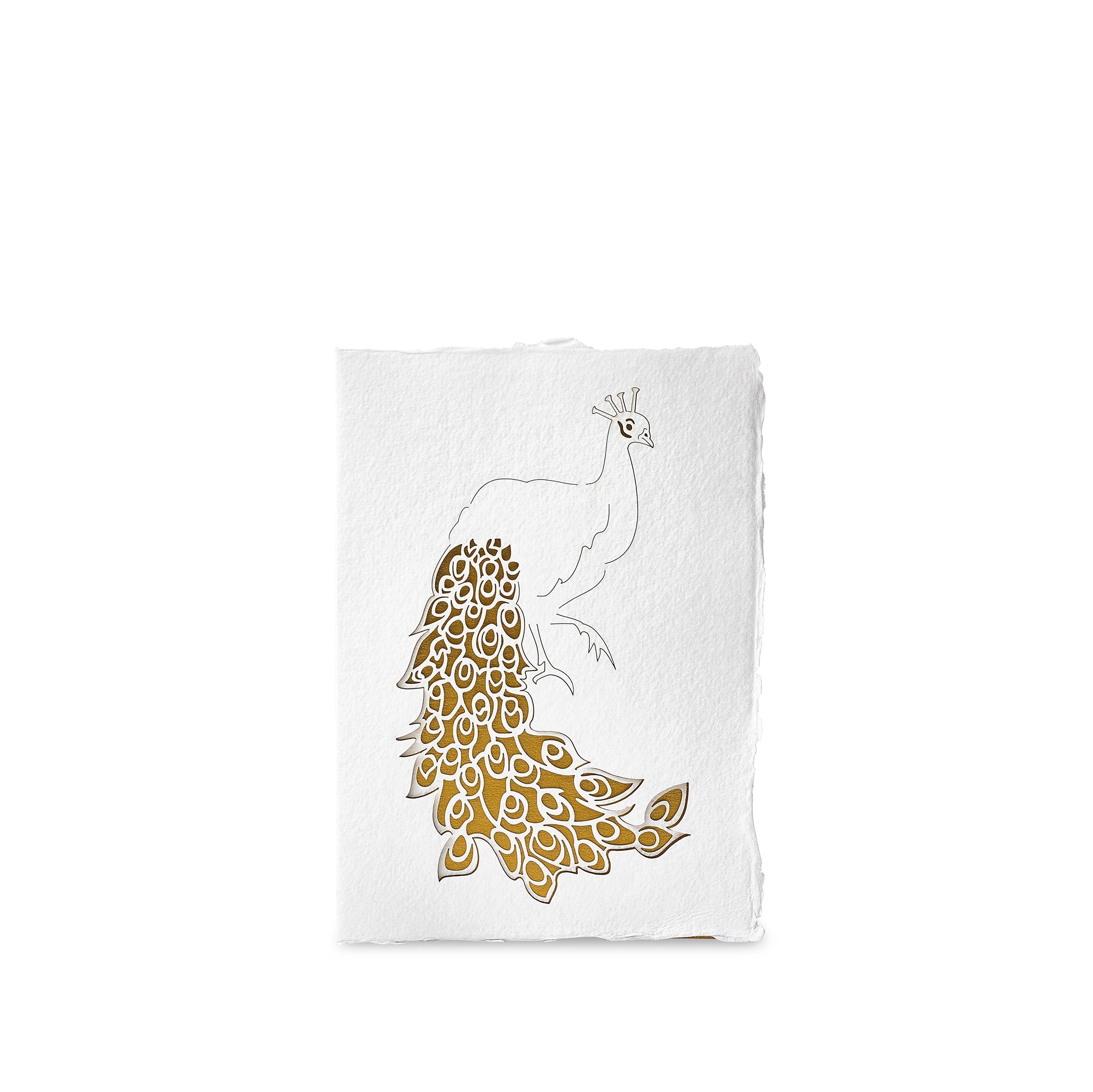 Handmade Paper Greeting Card with Peacock, 15cm x 10cm