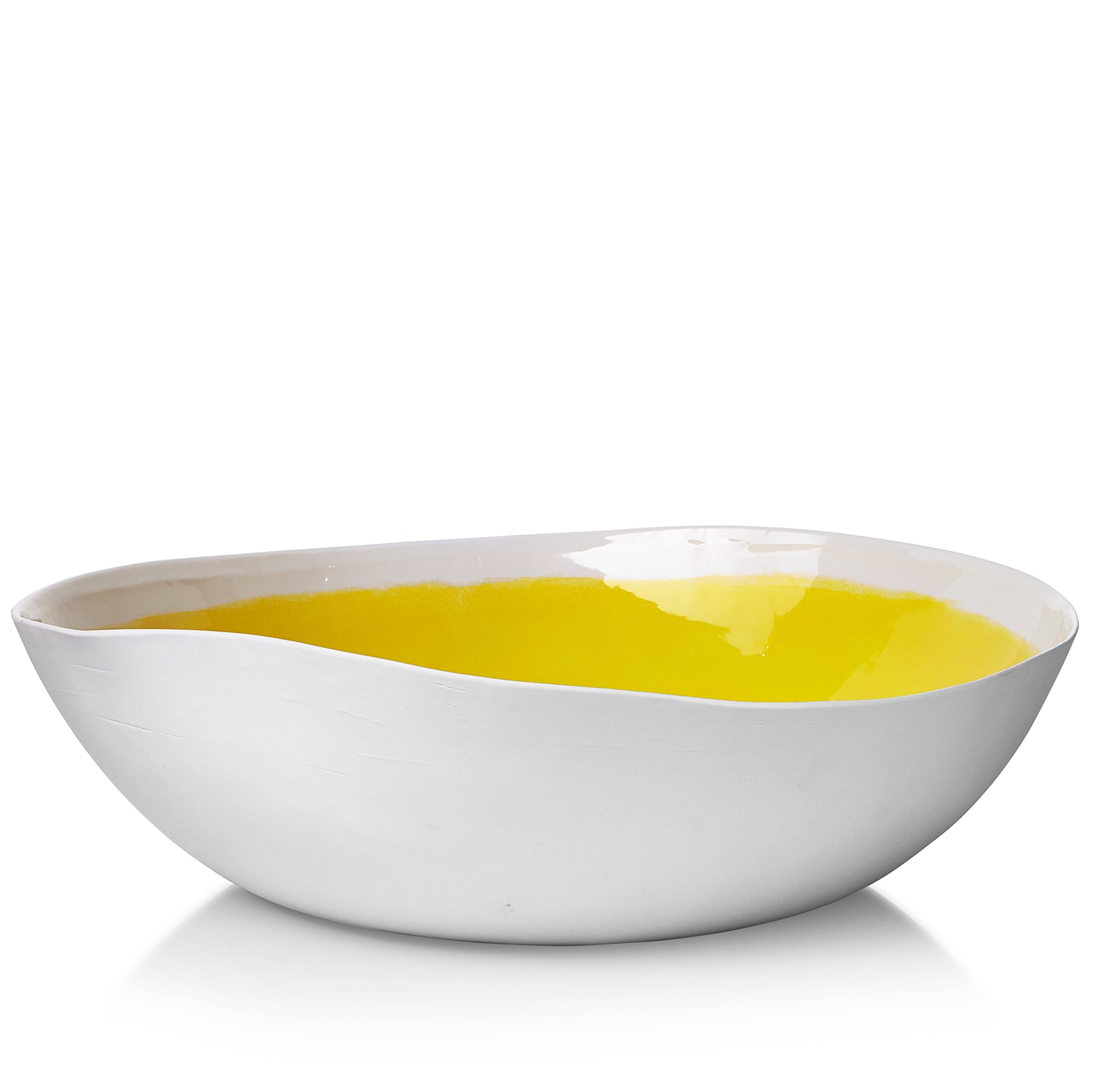 Summerill & Bishop Handmade 43cm Porcelain Extra Large Salad Bowl with Yellow Glaze