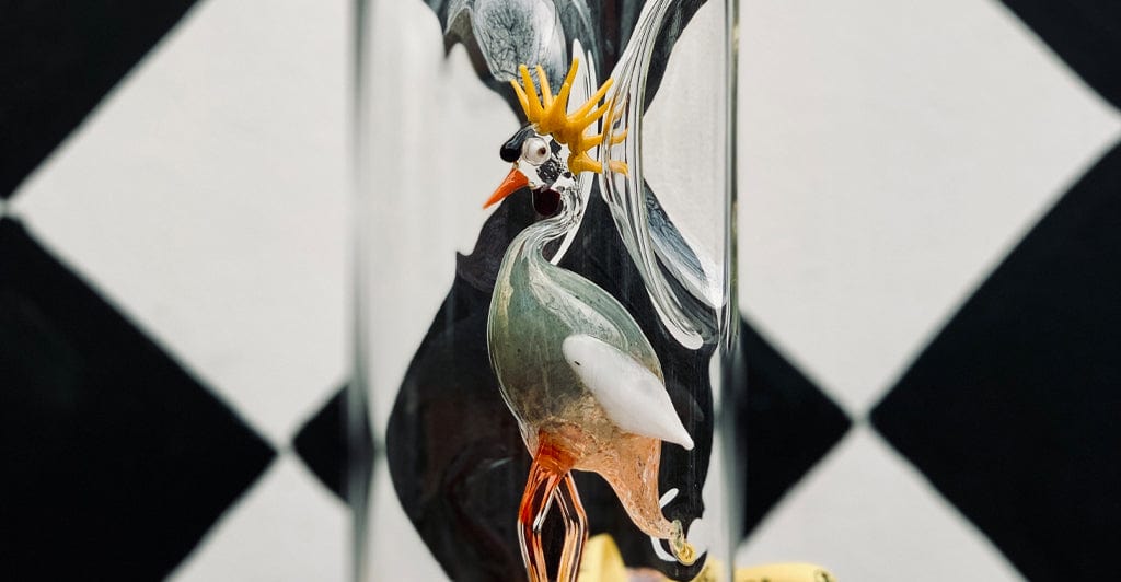 Handblown Glass Crane Carafe, 24.5cm