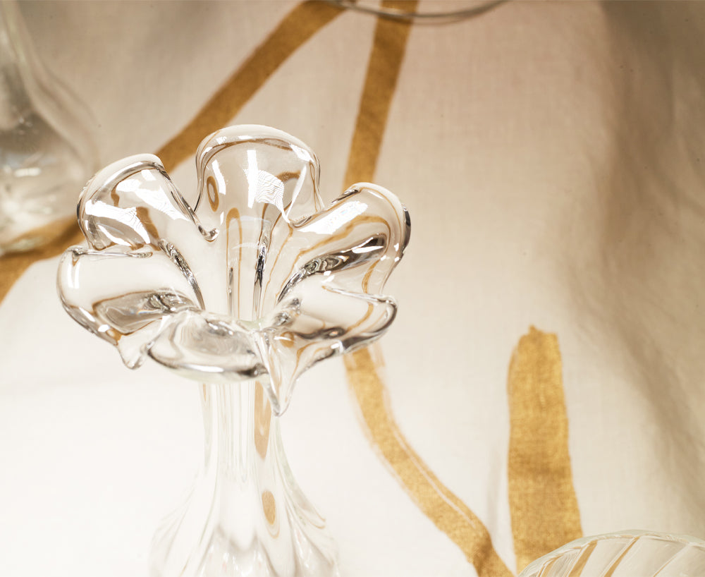 Clear Handblown Glass Cake Stand, 25cm