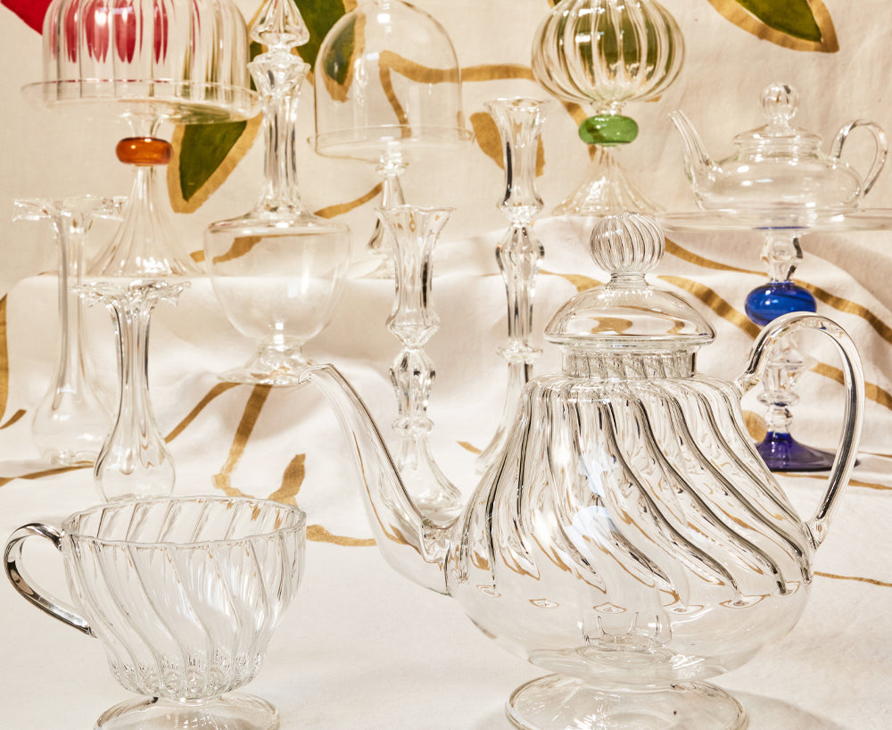 Clear Handblown Glass Teapot, 25cm