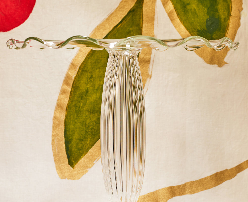 Clear Handblown Glass Cake Stand, 25cm