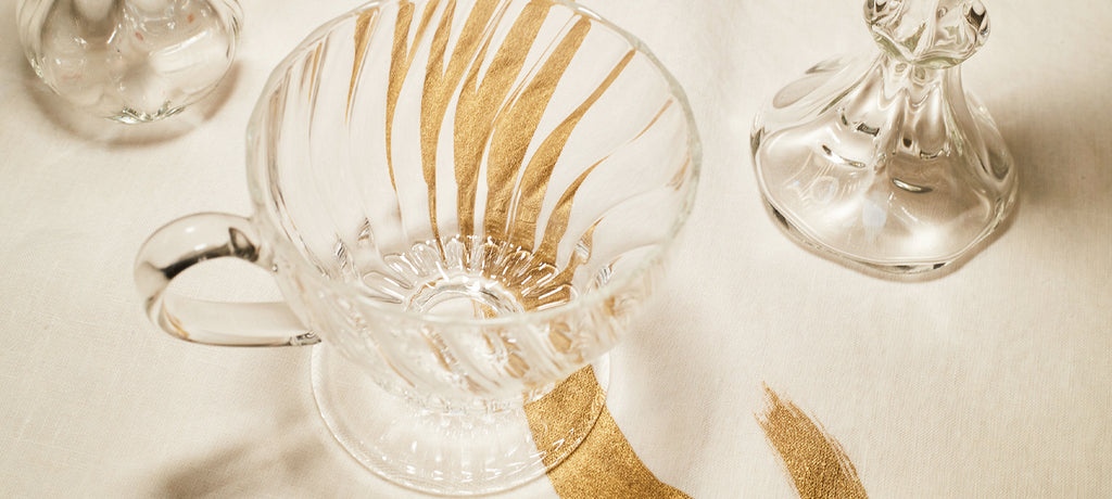 Clear Handblown Glass Candlestick, Small 23cm