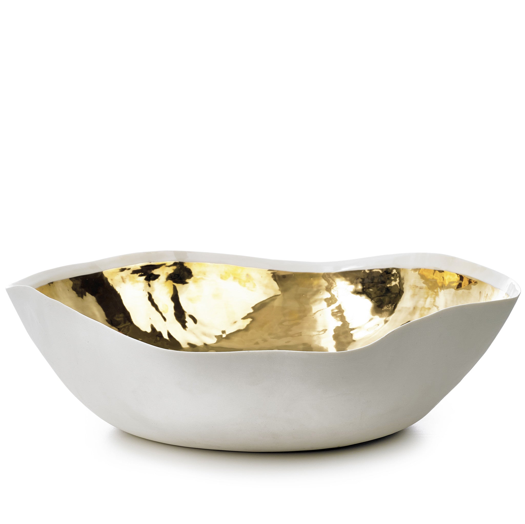 Handmade Extra Large Salad Bowl with Gold Glaze, 43cm