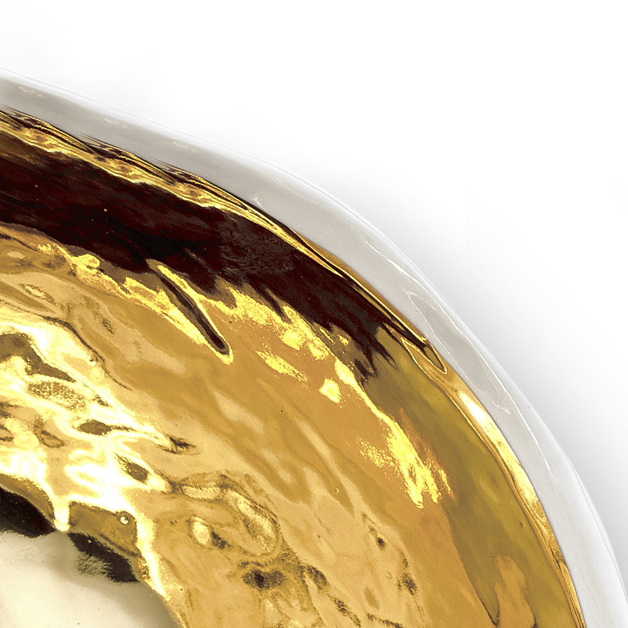 Handmade Extra Large Salad Bowl with Gold Glaze, 43cm