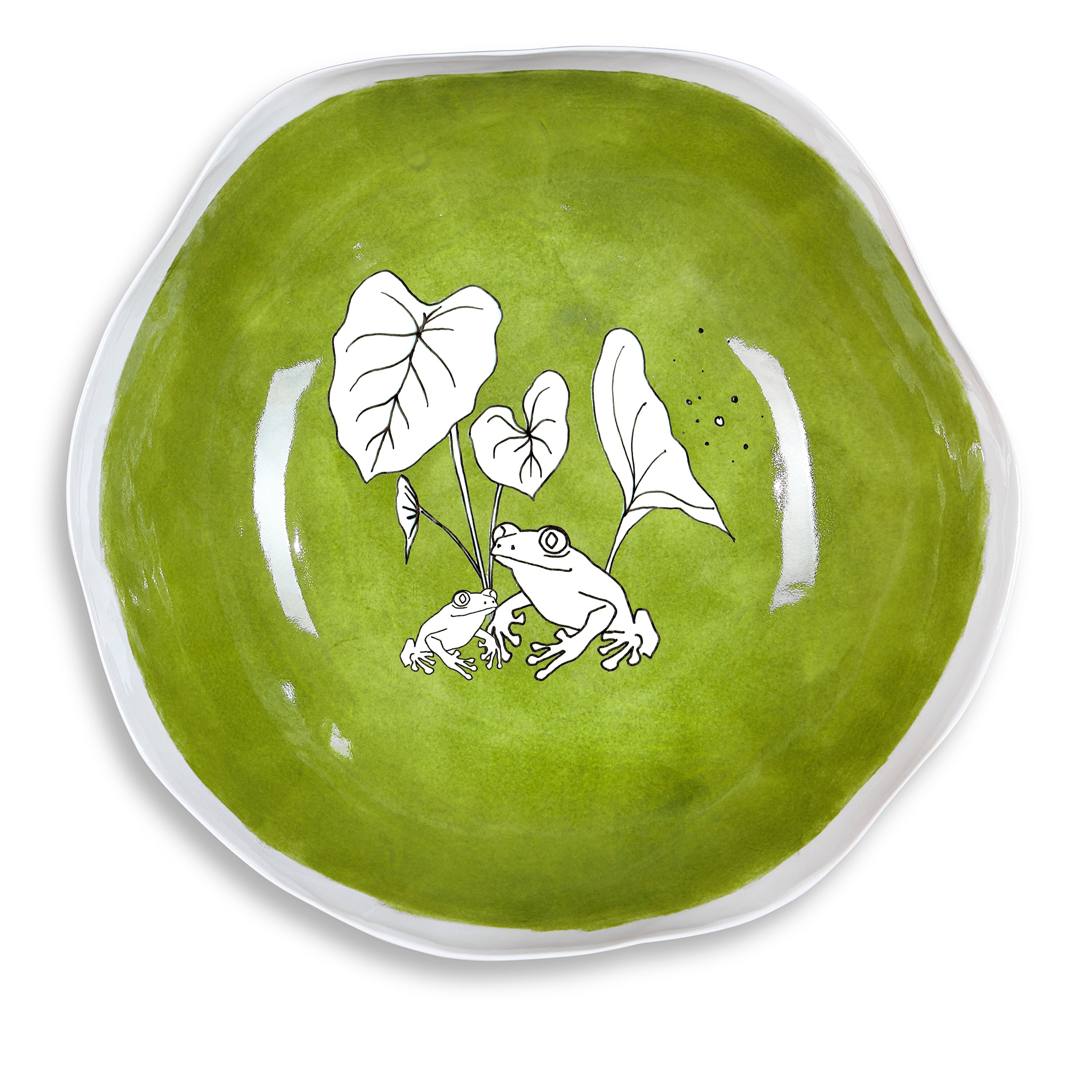 Summerill & Bishop Handmade 43cm Porcelain Extra Large Salad Bowl with Green Glaze