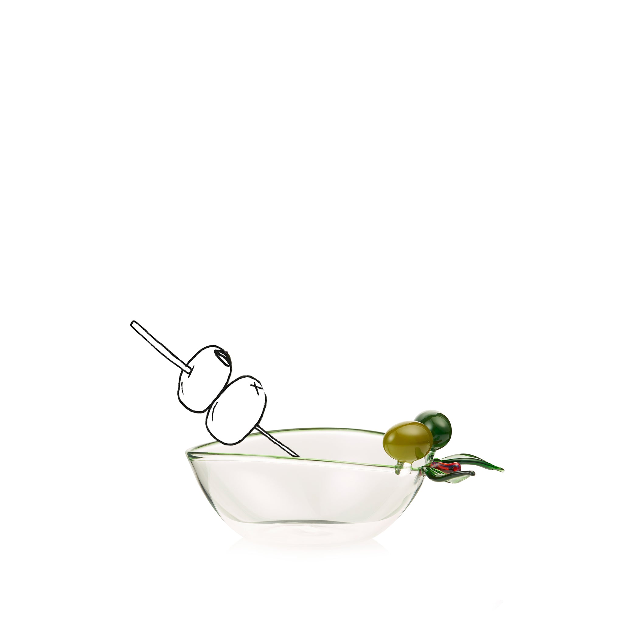 Handblown Glass Olive Bowl, 18cm