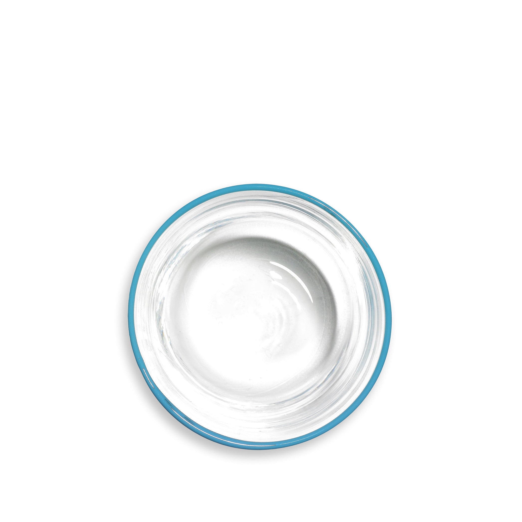 Handblown Clear Bumba Glass Tumbler with Sky Blue Rim, 30cl