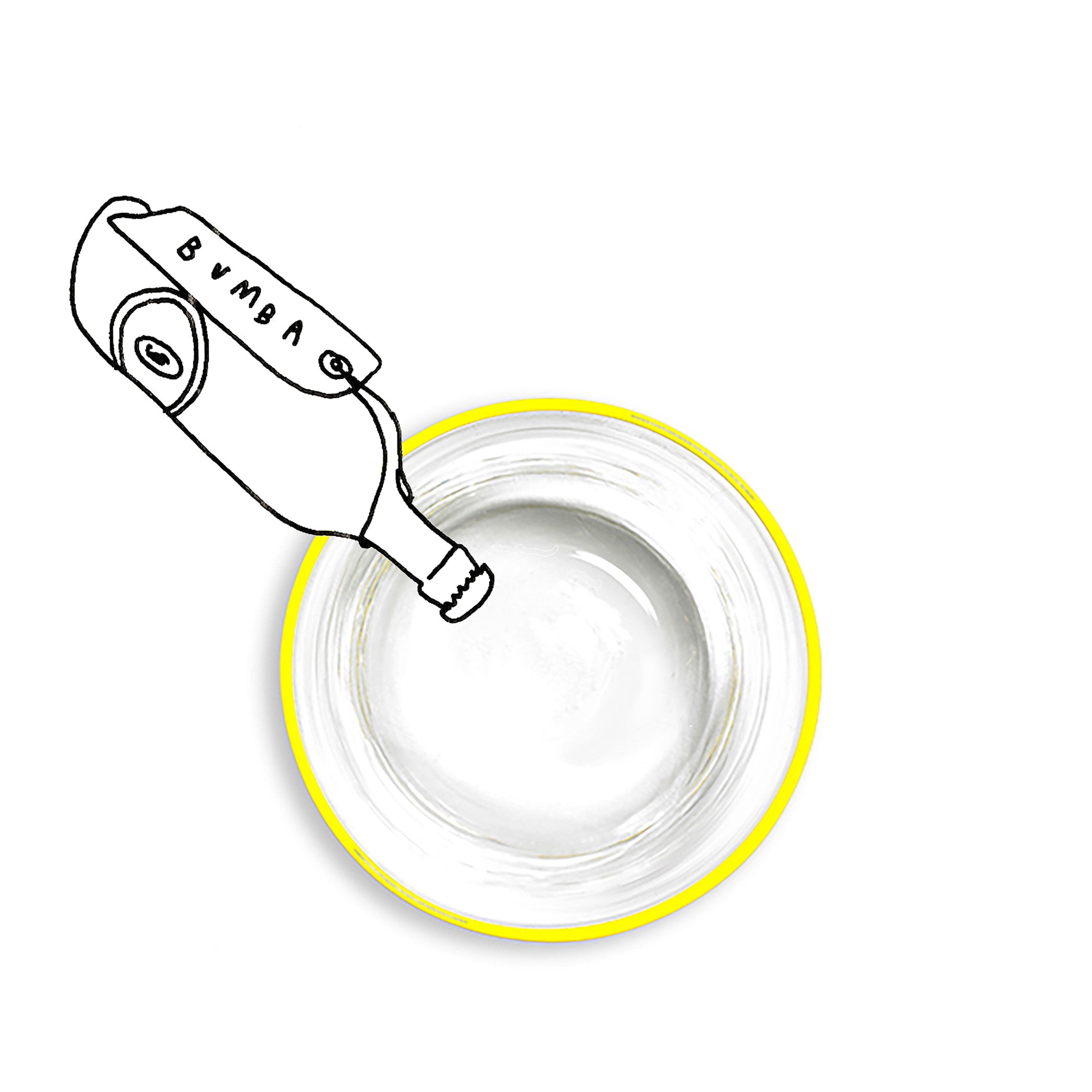 Handblown Clear Bumba Glass Tumbler with Lemon Yellow Rim, 30cl