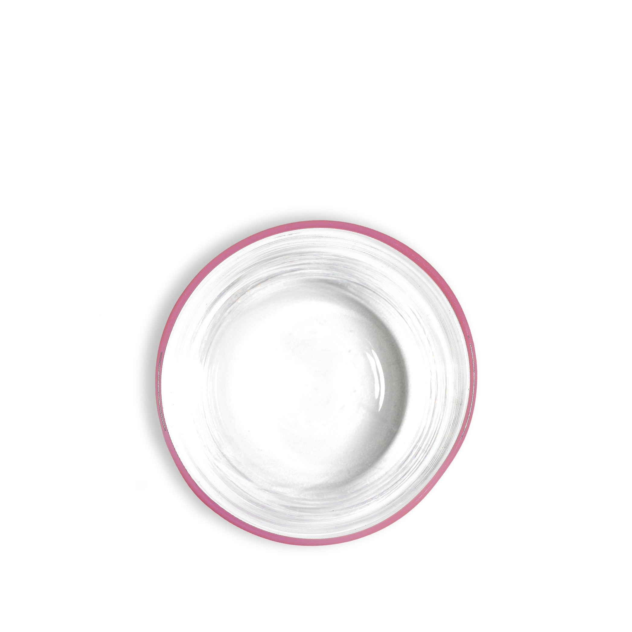 Handblown Clear Bumba Glass Tumbler with Rose Pink Rim, 30cl