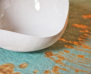 Ink Linen Tablecloth in Light Green with Gold Drips