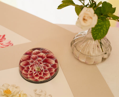 John Derian 'Dark Pink Dahlia' Paperweight, 9cm