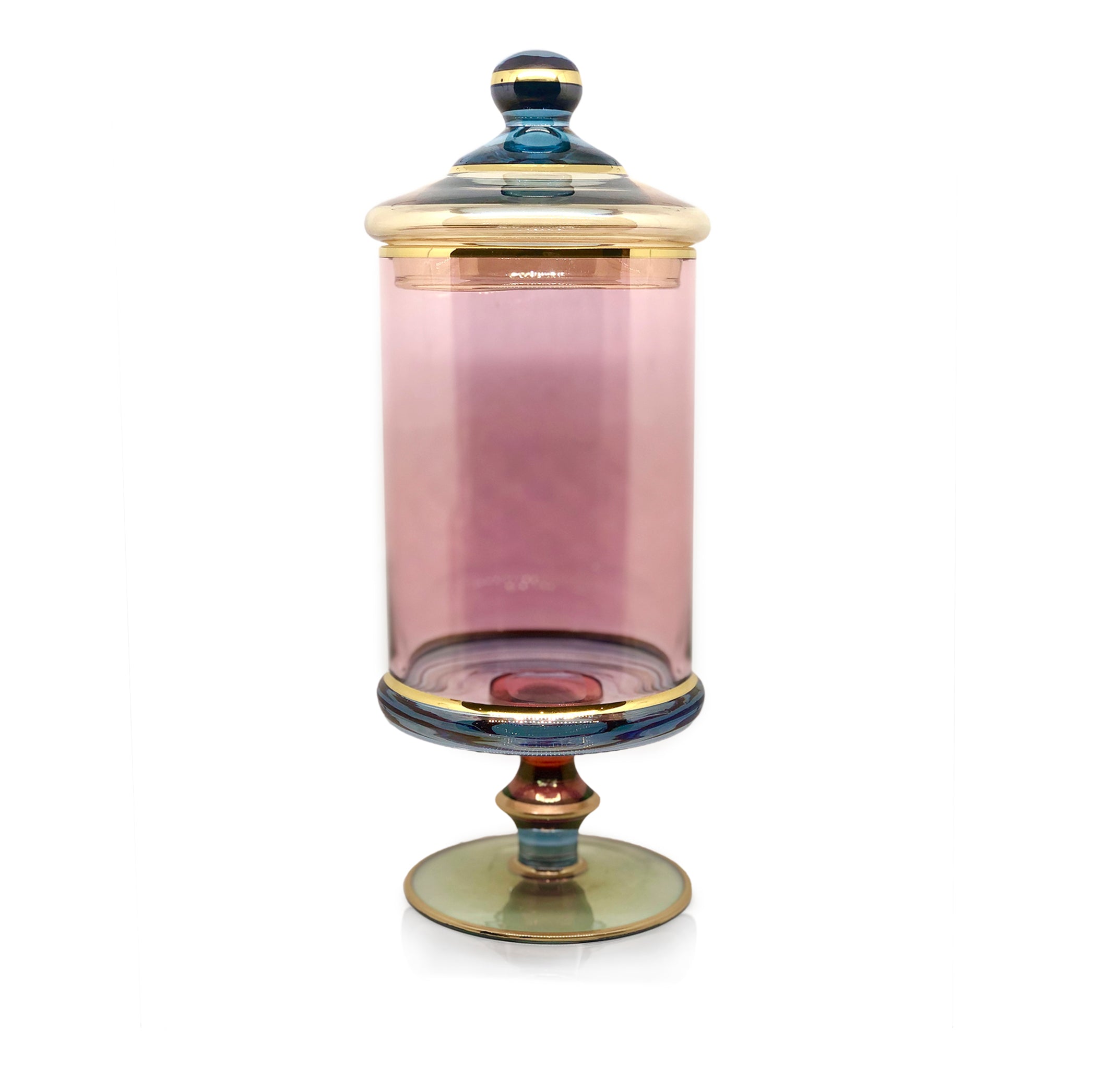 Handblown Italian Glass Box on Stand, Large, 30cm