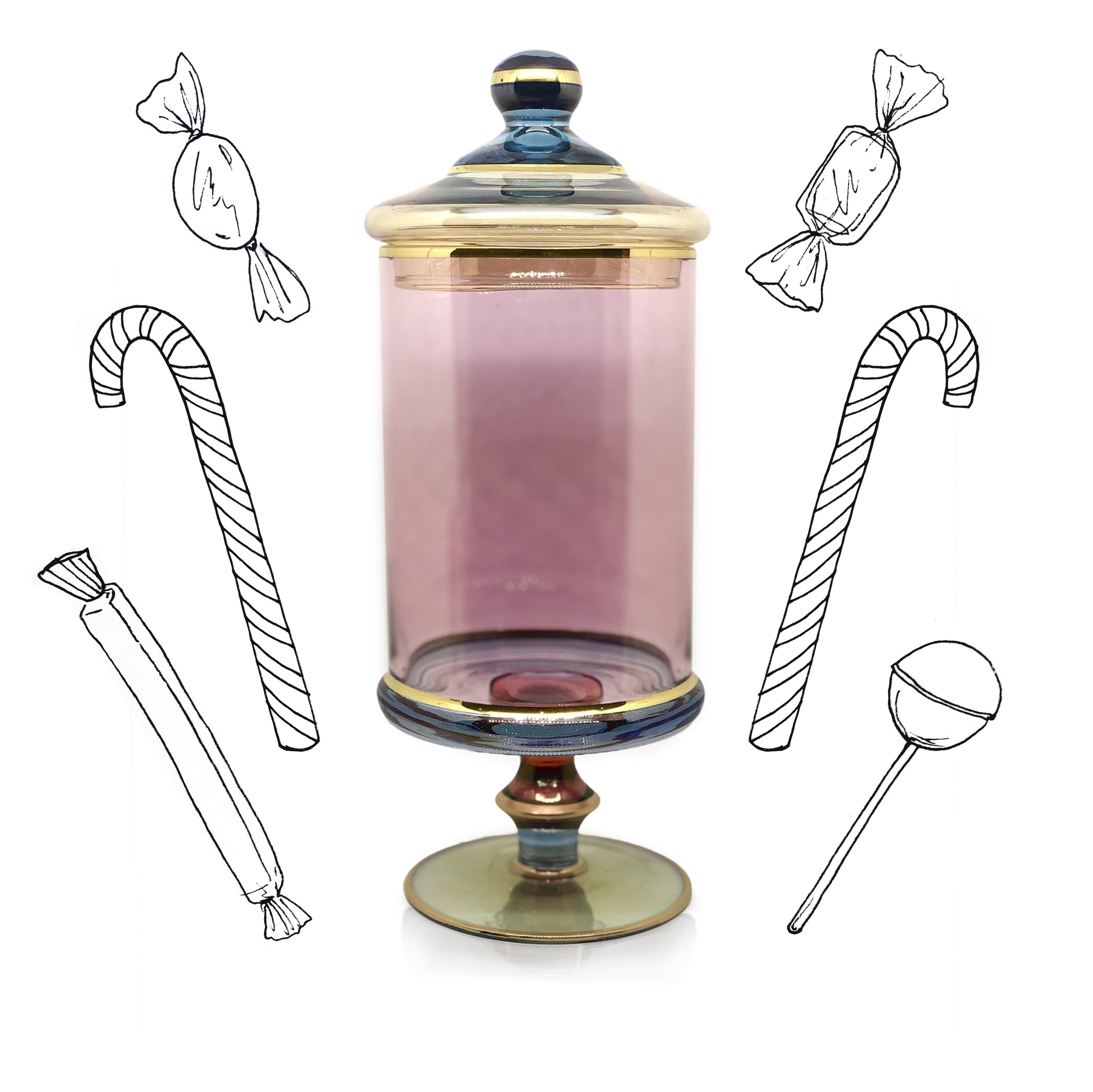 Handblown Italian Glass Box on Stand, Large, 30cm