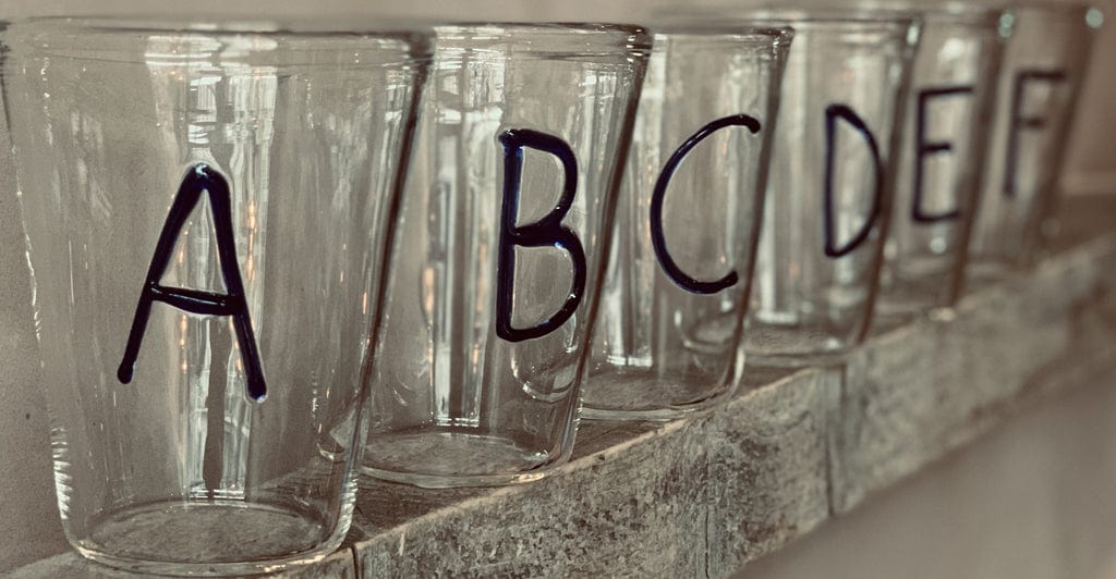 Handblown Glass Letter Tumbler