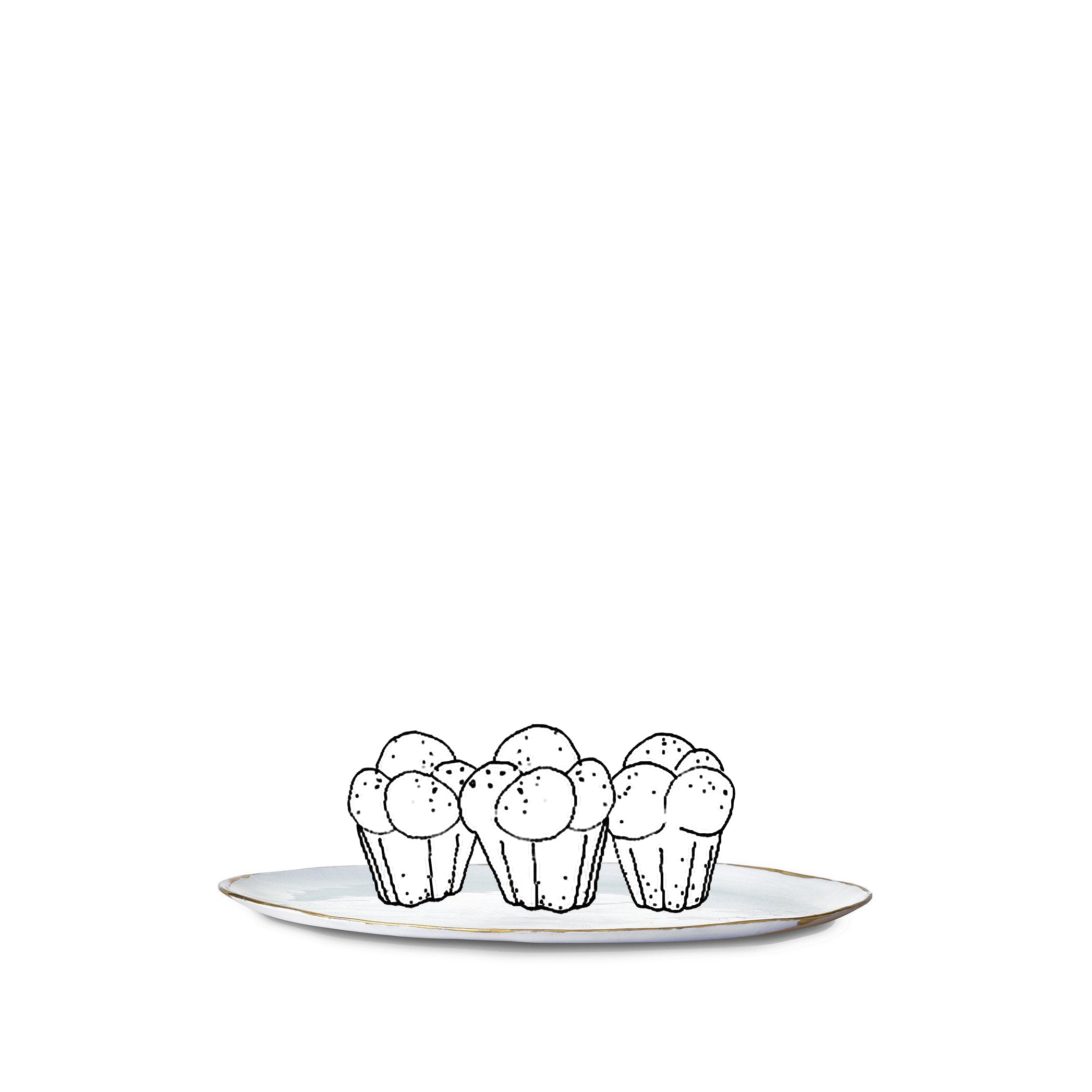 Medium Light Blue Ceramic Plate with 24kt Gold Rim, 27cm