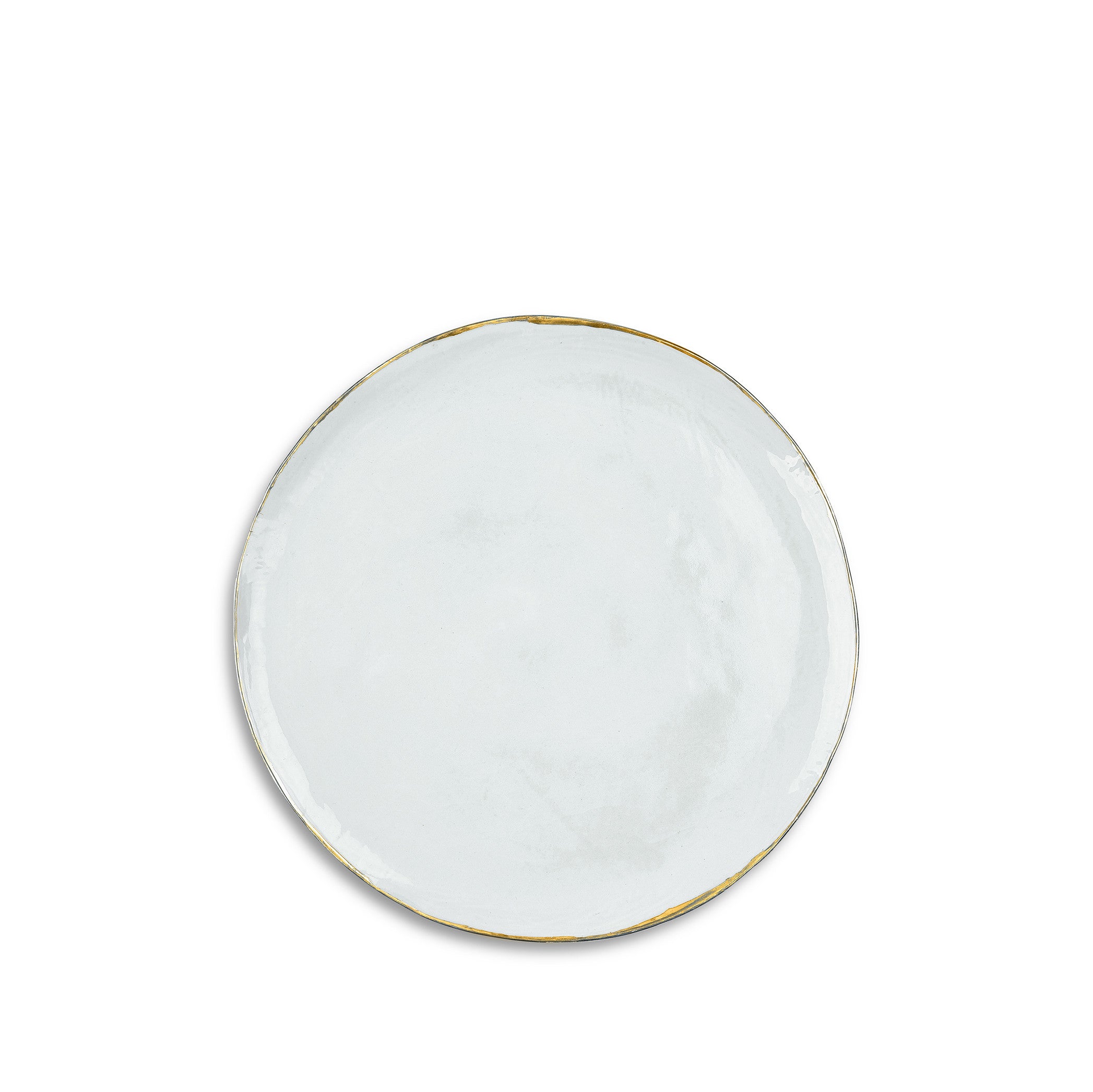 Medium Light Blue Ceramic Plate with 24kt Gold Rim, 27cm