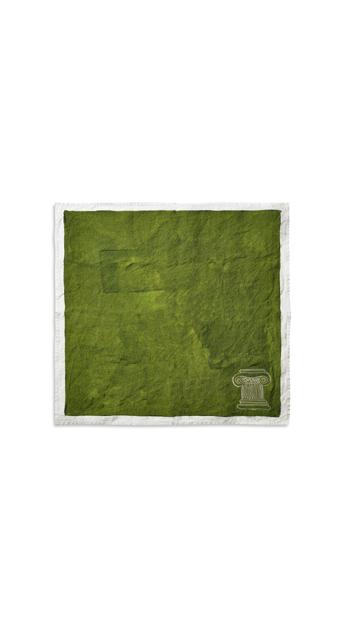 'Ionic Column' Summerill & Bishop x Luke Edward Hall Linen Napkin in Avocado Green, 50x50cm