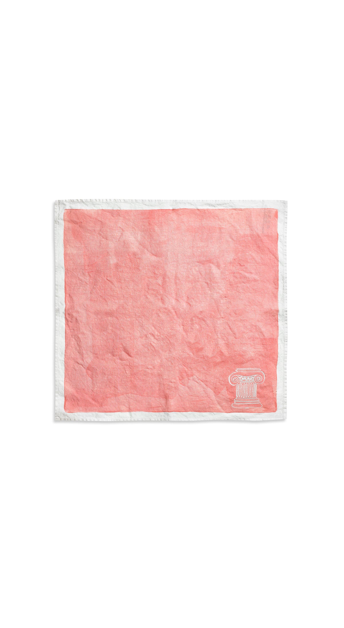 'Ionic Column' Summerill & Bishop Luke Edward Hall Linen Napkin in Coral Pink, 50x50cm