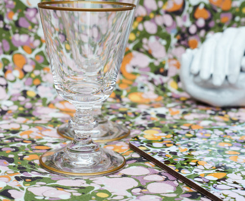 S&B 'Marble' Cork-Backed Placemat in Green, Rose Pink & Orange, 29 x 38cm