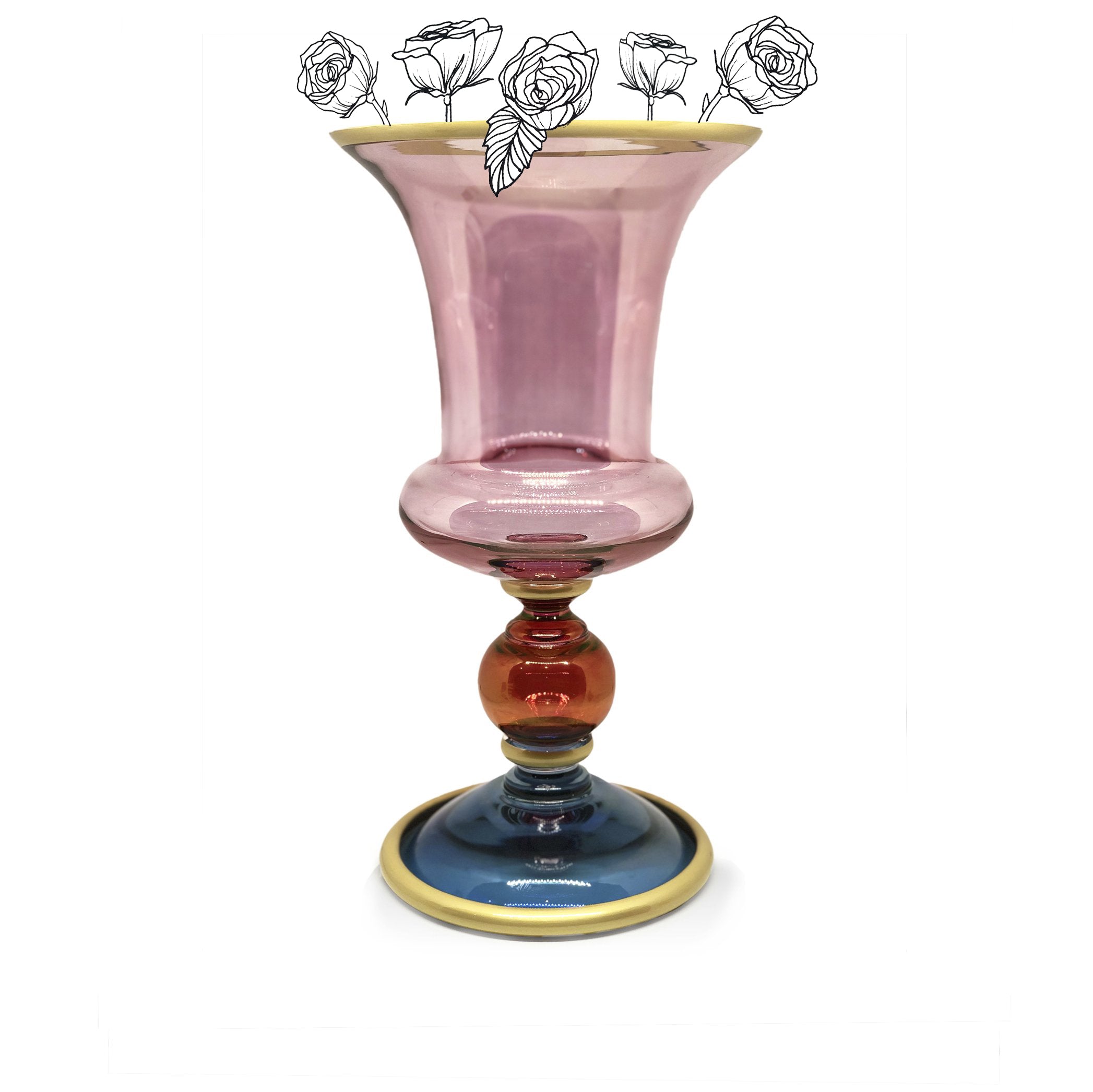 Handblown Italian Coloured Glass Medicis Vase, Small, 33cm