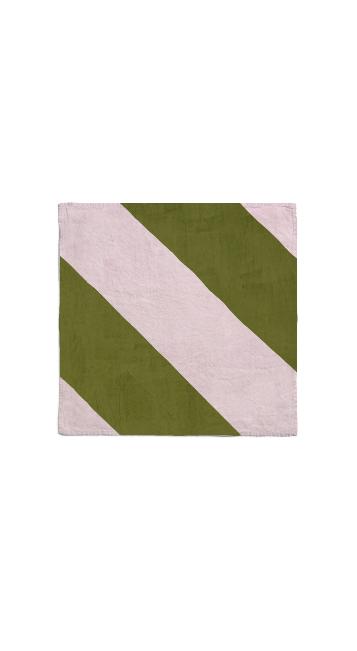 Stripe Linen Napkin in Avocado Green and Pale Pink, 50x50cm