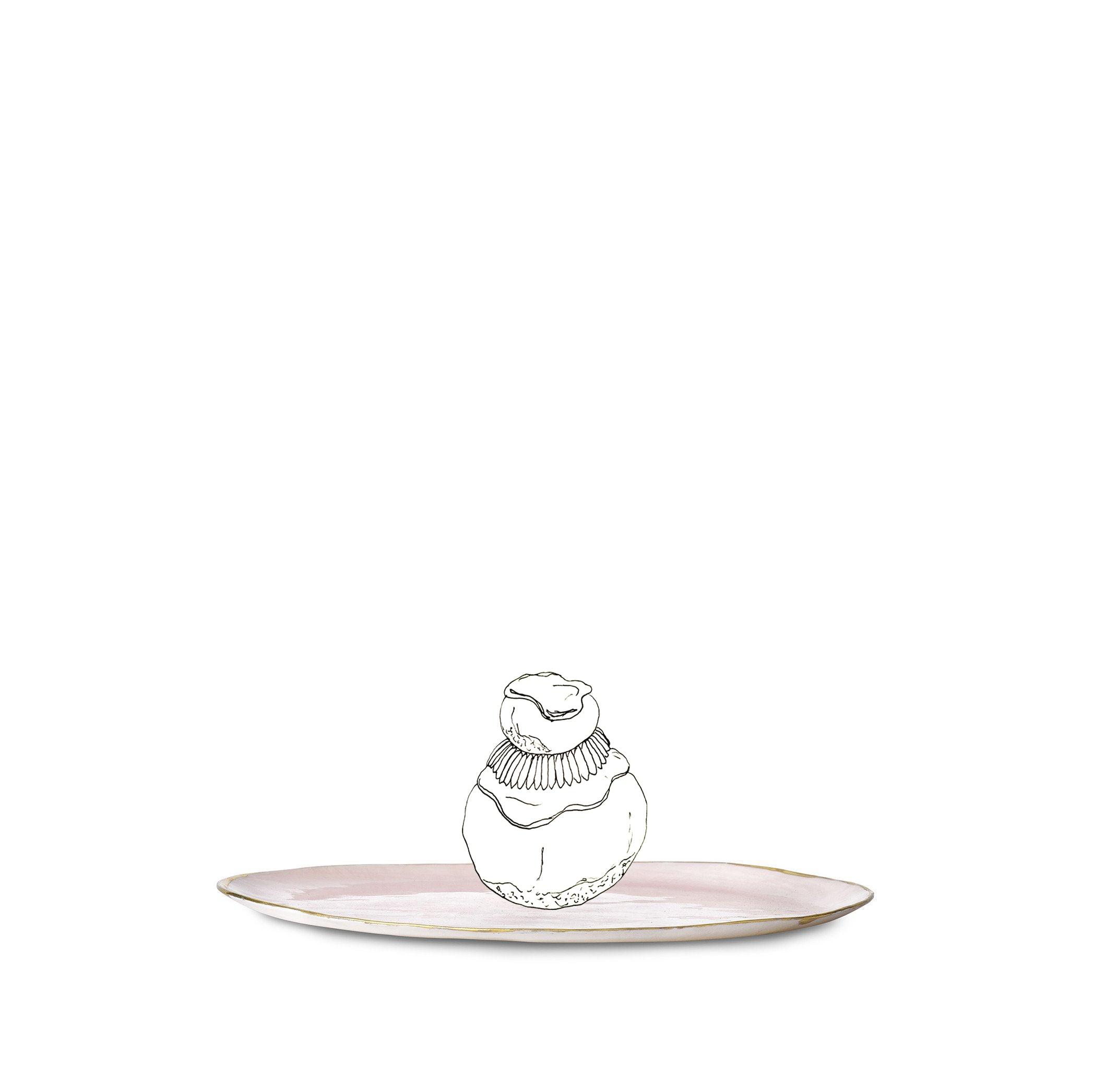 Medium Pink Ceramic Plate with 24kt Gold Rim, 27cm