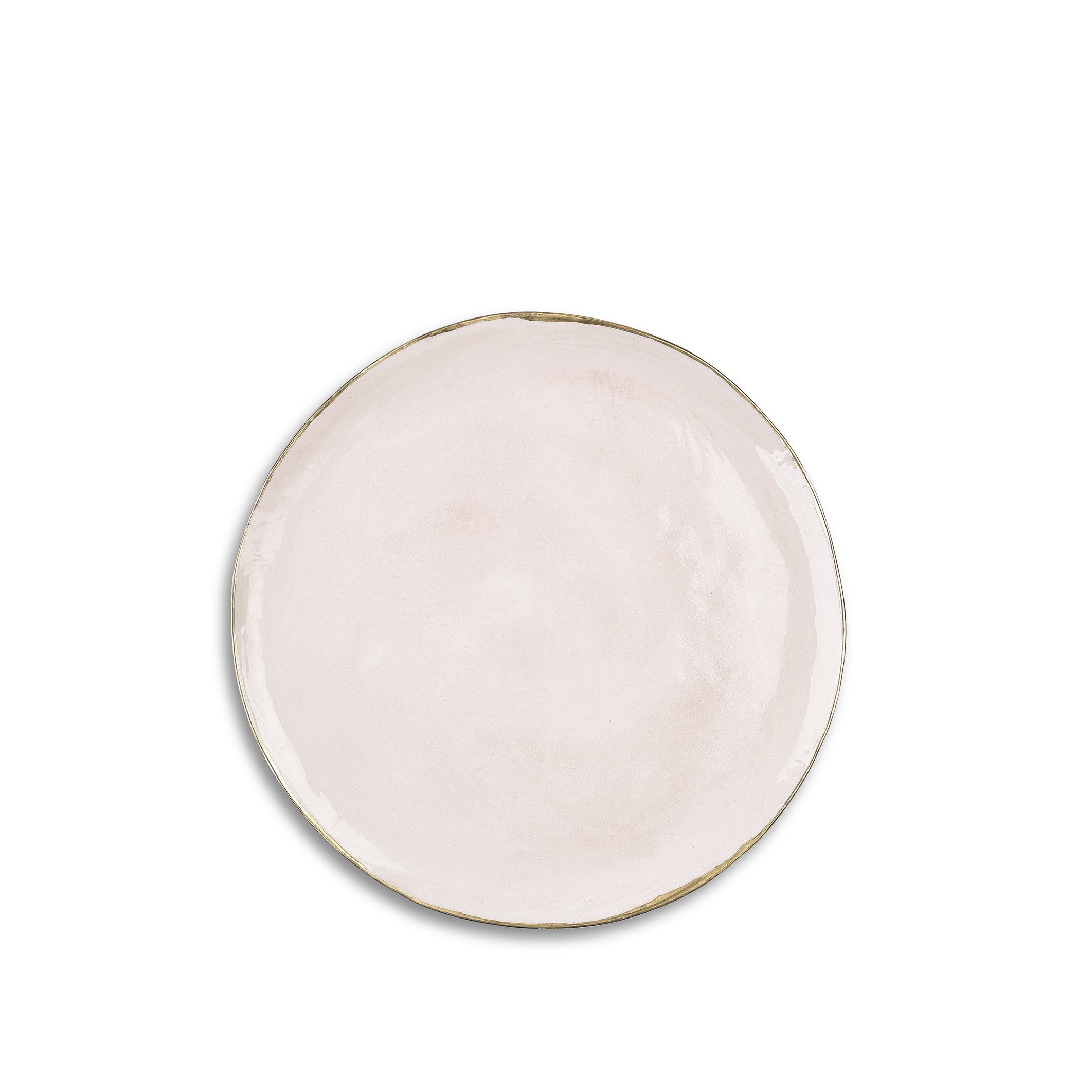 Medium Pink Ceramic Plate with 24kt Gold Rim, 27cm