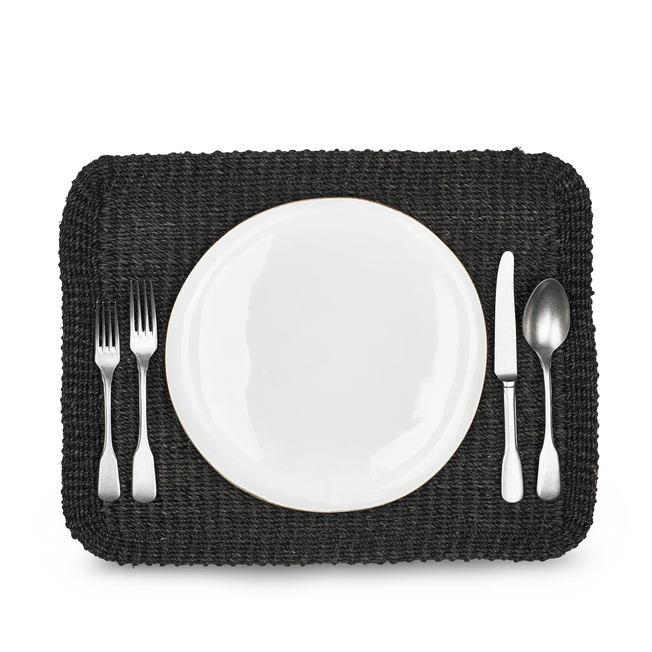 Abaca Woven Rectangular Placemat in Black