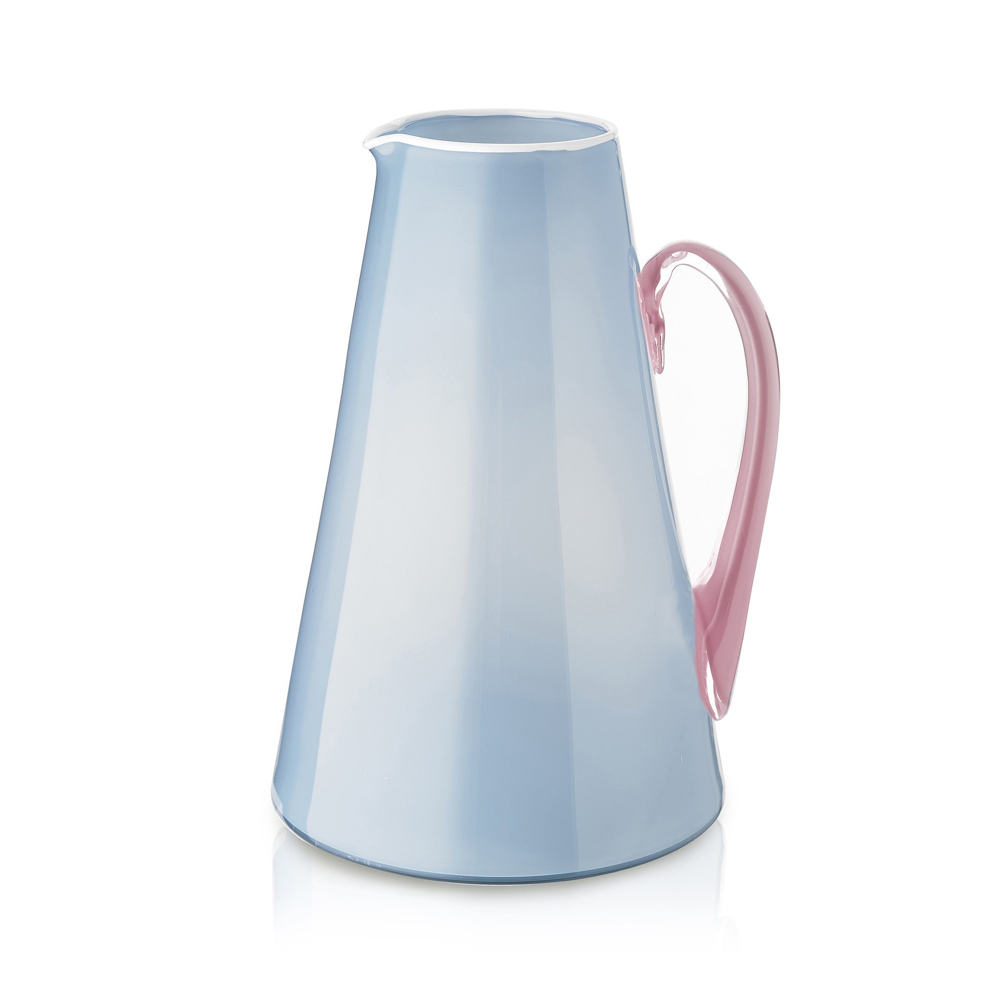 Handblown Glass Bumba Jug in Powder Blue and Rose Pink, 3lt