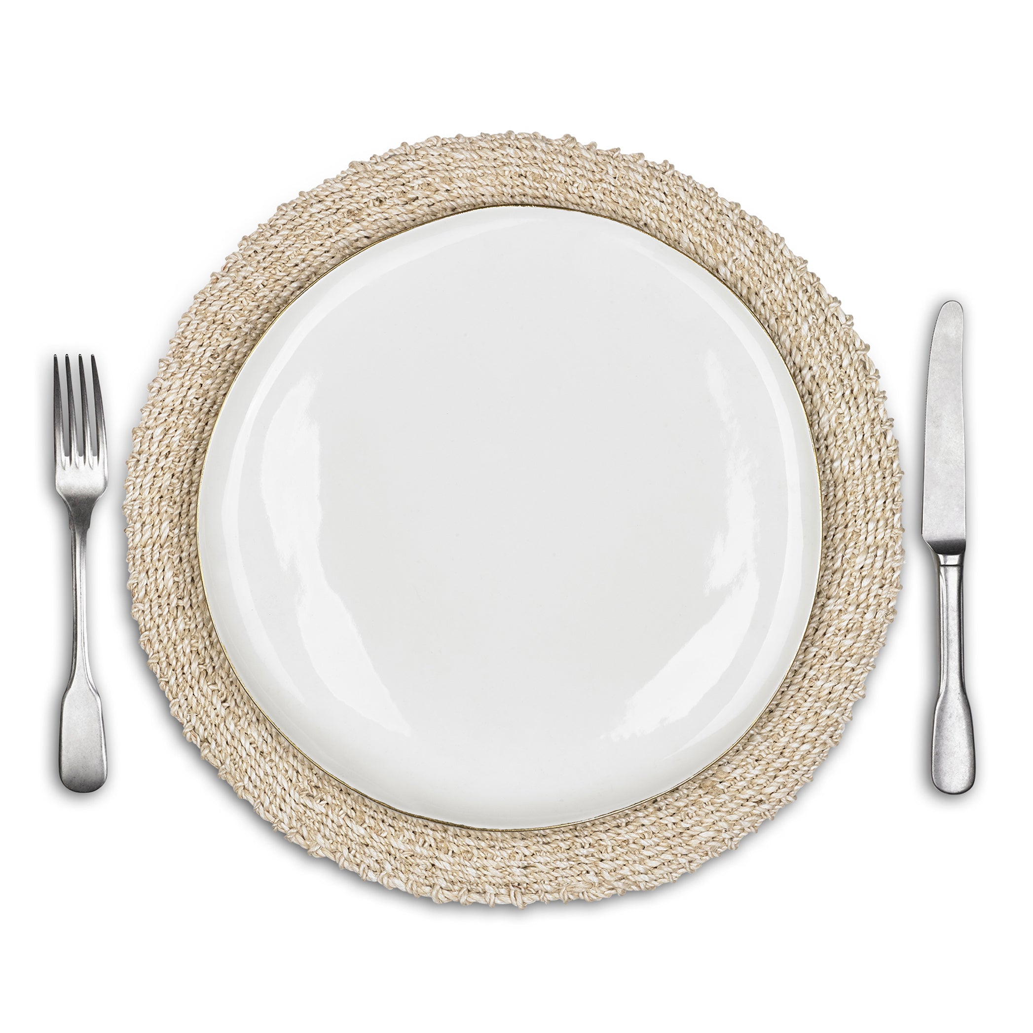 Abaca Woven Round Placemat in Cream
