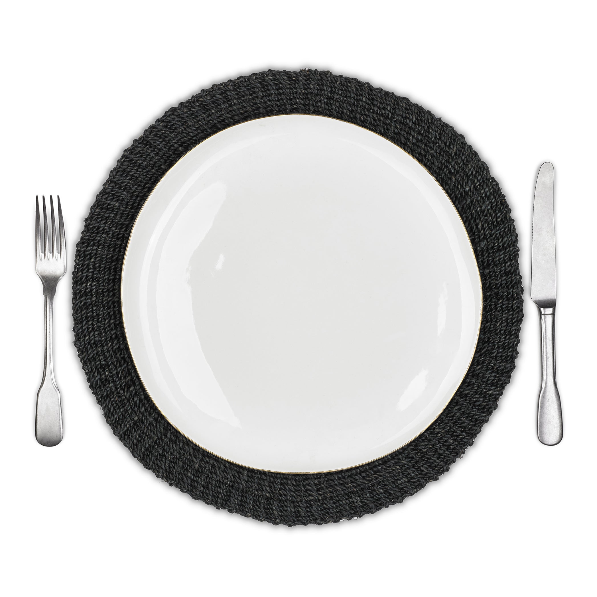 Abaca Woven Round Placemat in Black