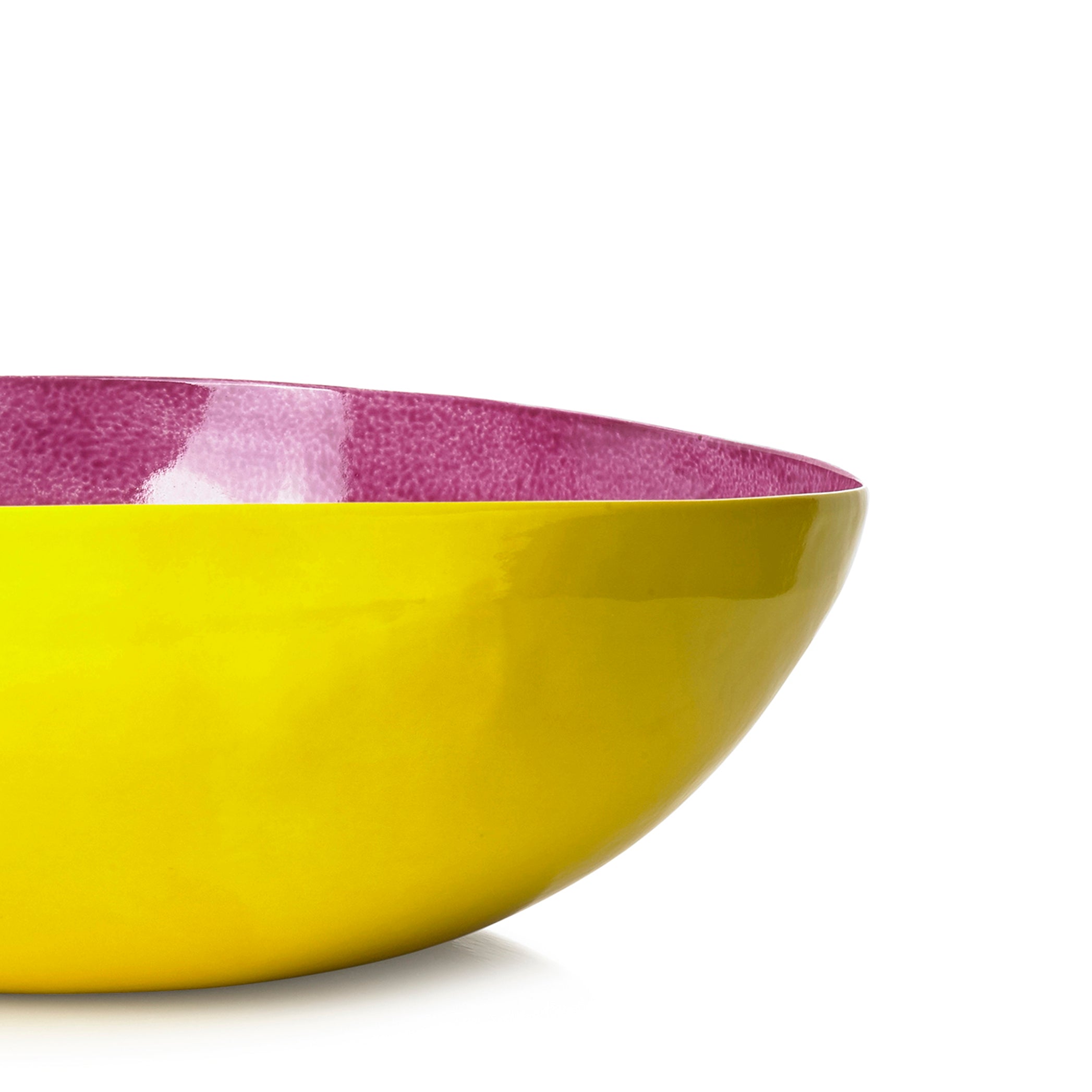 Summerill & Bishop Handmade 30cm Porcelain Medium Salad Bowl in Two Tone Pink and Yellow
