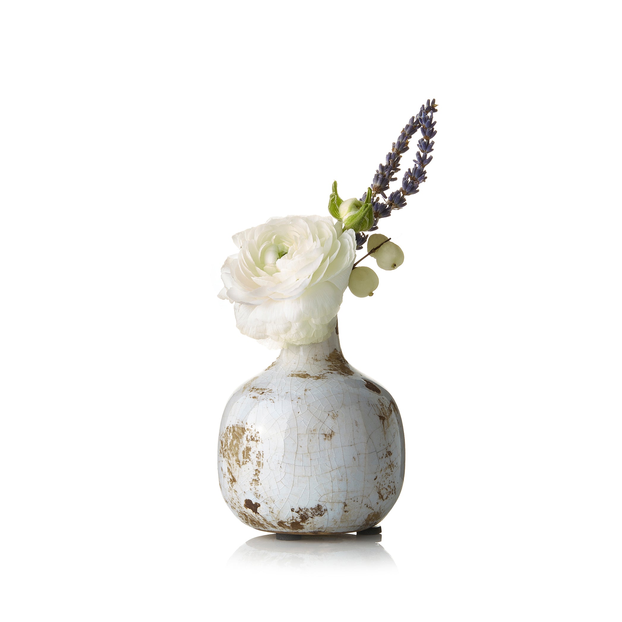 Ceramic Crackled Vase in White