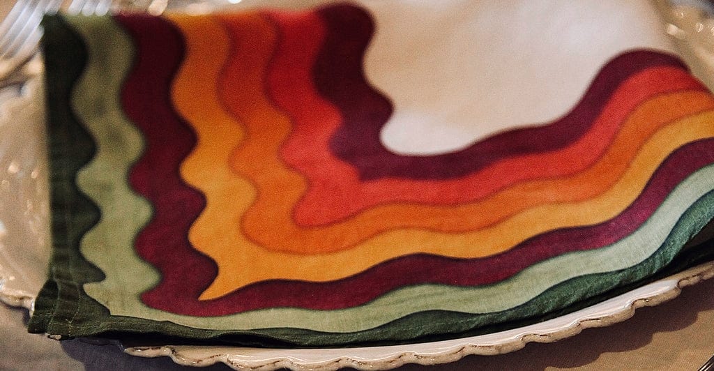 Sunset Rainbow Linen Napkin in Multicolours, 50x50cm